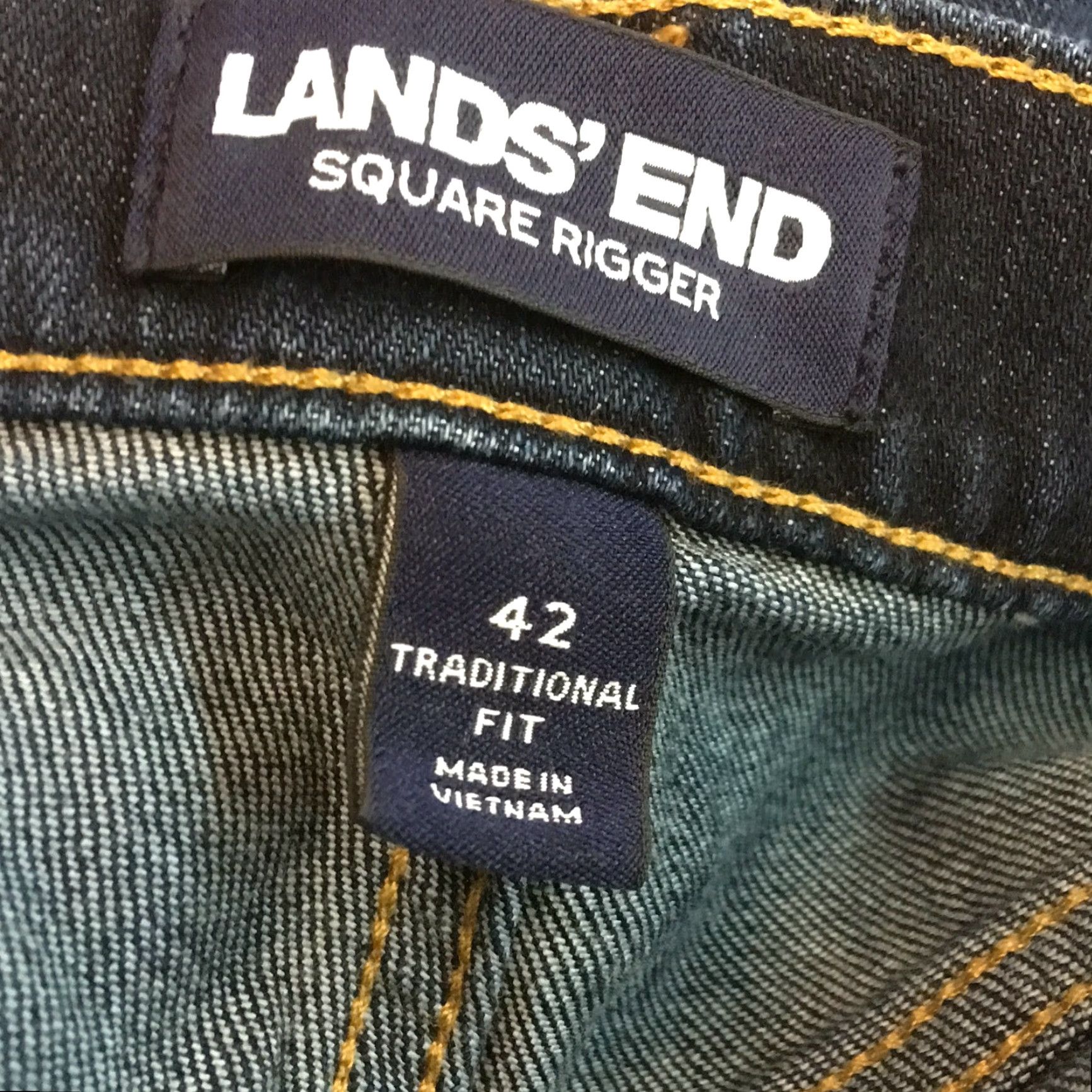 Lands' End Lands' End Mens Jeans Denim Straight 42 Blue Traditional Stretch 5-Pocket Regular 30 Inseam Mens Size US 42 / EU 58 - 7 Thumbnail