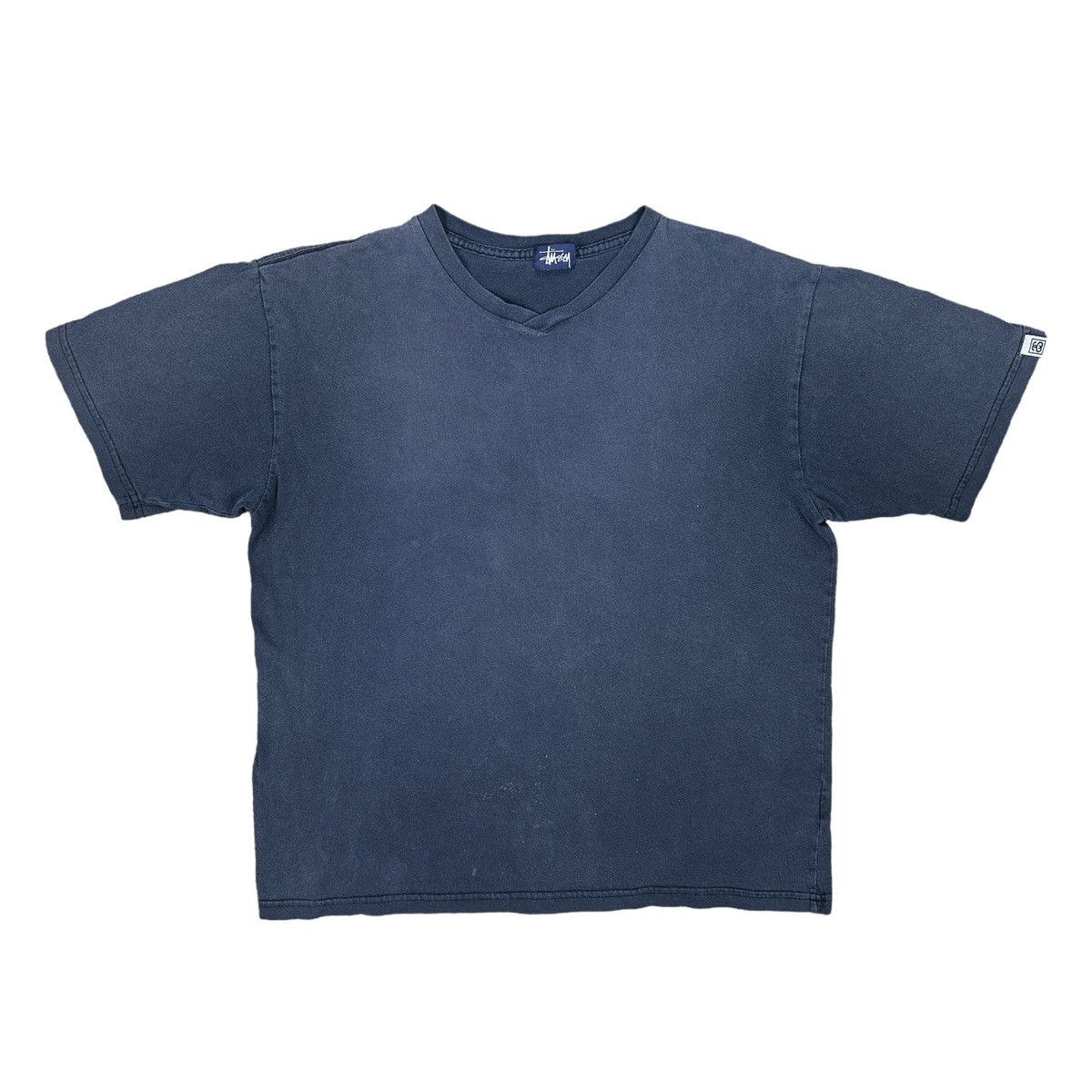 Stussy × Vintage Vintage Stussy Gray V-Neck Blank Tee Size Large Size US L / EU 52-54 / 3 - 1 Thumbnail