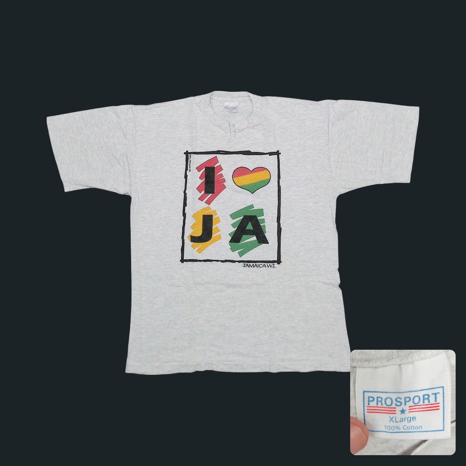 Vintage Vintage 1993 "I Love JA" Single Stitch Notch Collar Tee XL Size US XL / EU 56 / 4 - 1 Thumbnail