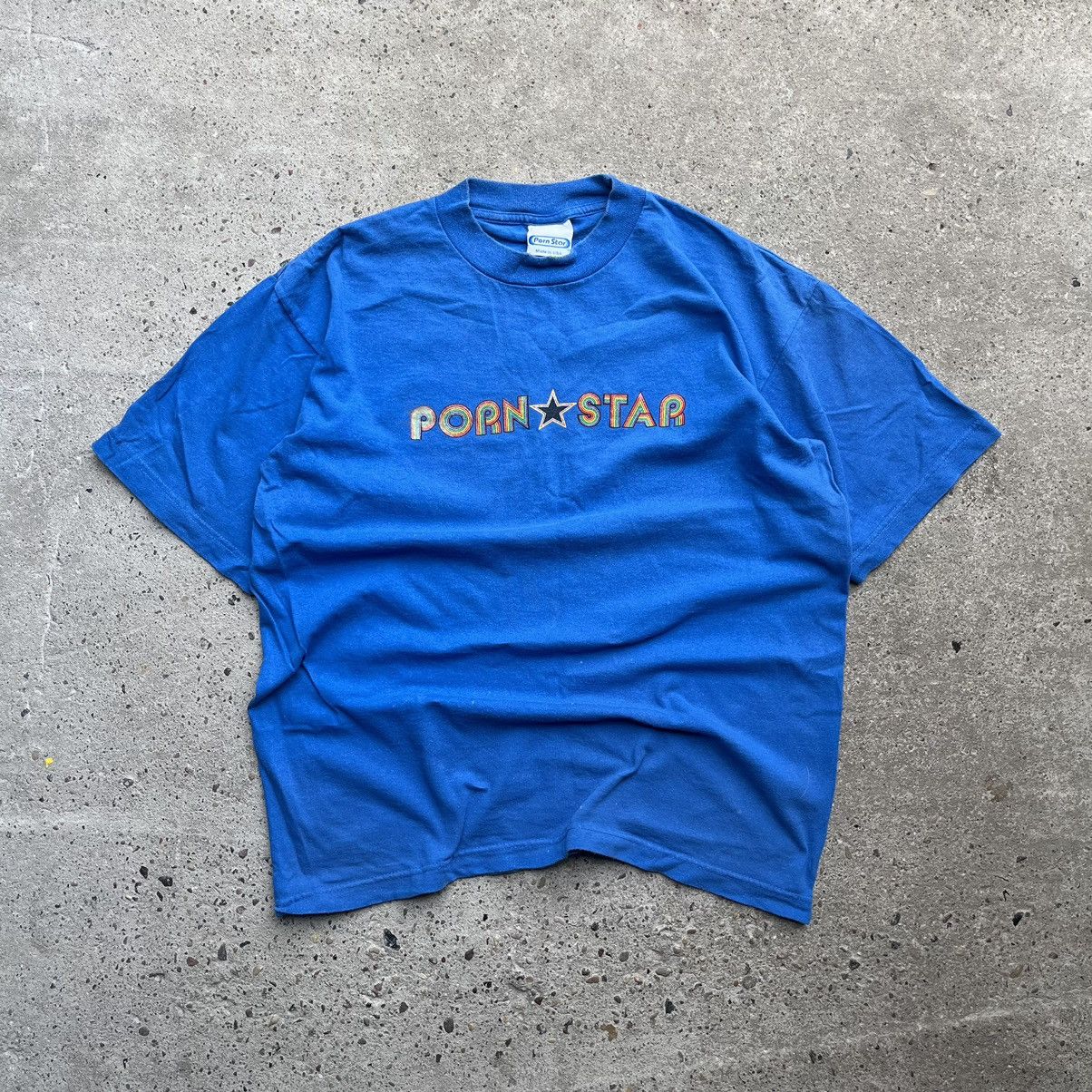 Pornstar vintage 90s Crazy Oval Logo Graphic Tshirt