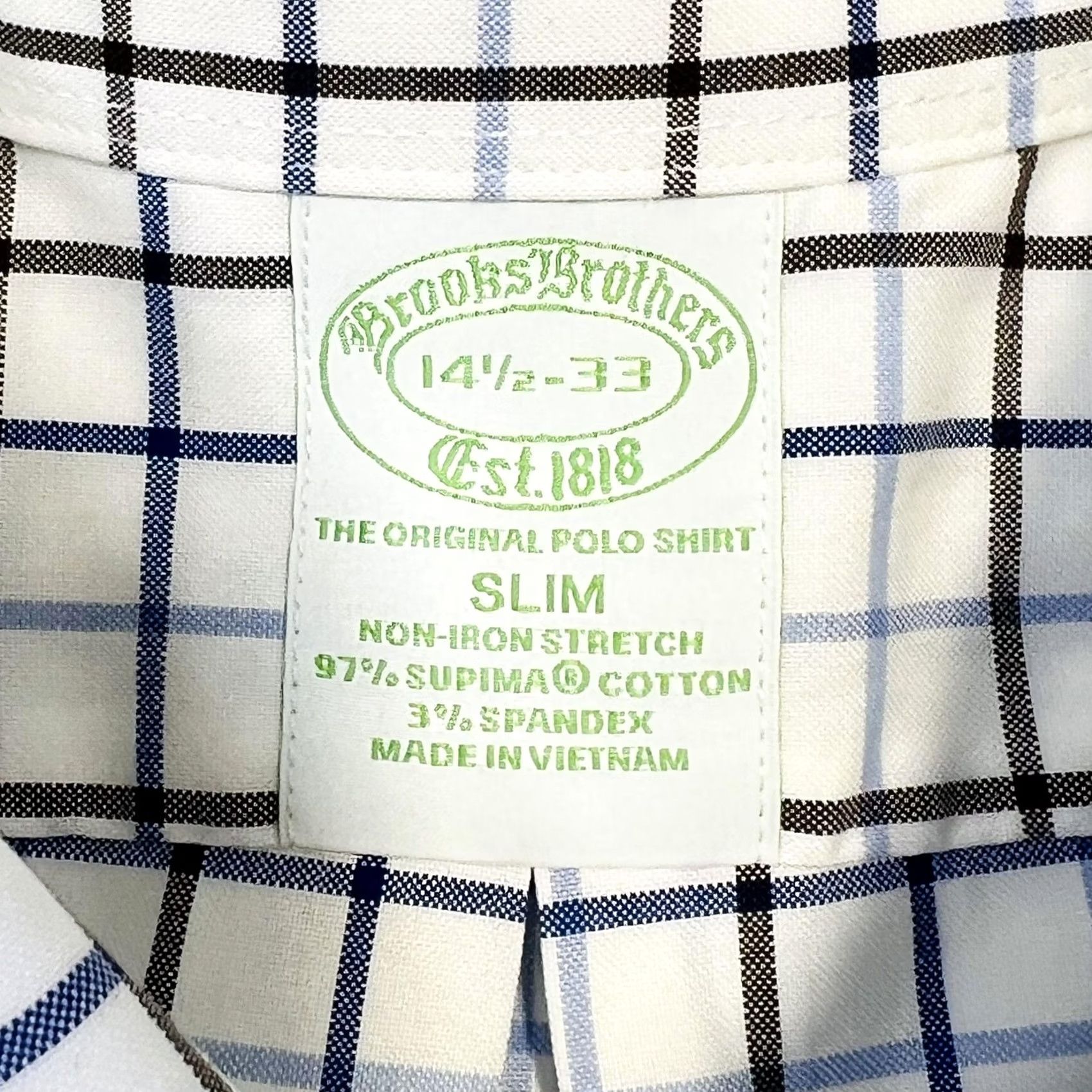 Brooks Brothers Brooks Brothers Shirt Mens 14.5 Slim White Plaid Non-Iron Supima Cotton Size US M / EU 48-50 / 2 - 5 Thumbnail