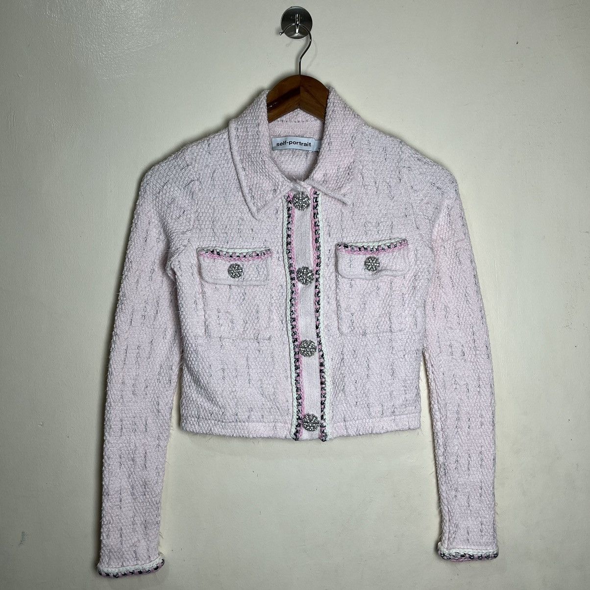 Self-Portrait Self-Portrait Melange Knit Tweed Cardigan Size S / US 4 / IT 40 - 1 Thumbnail