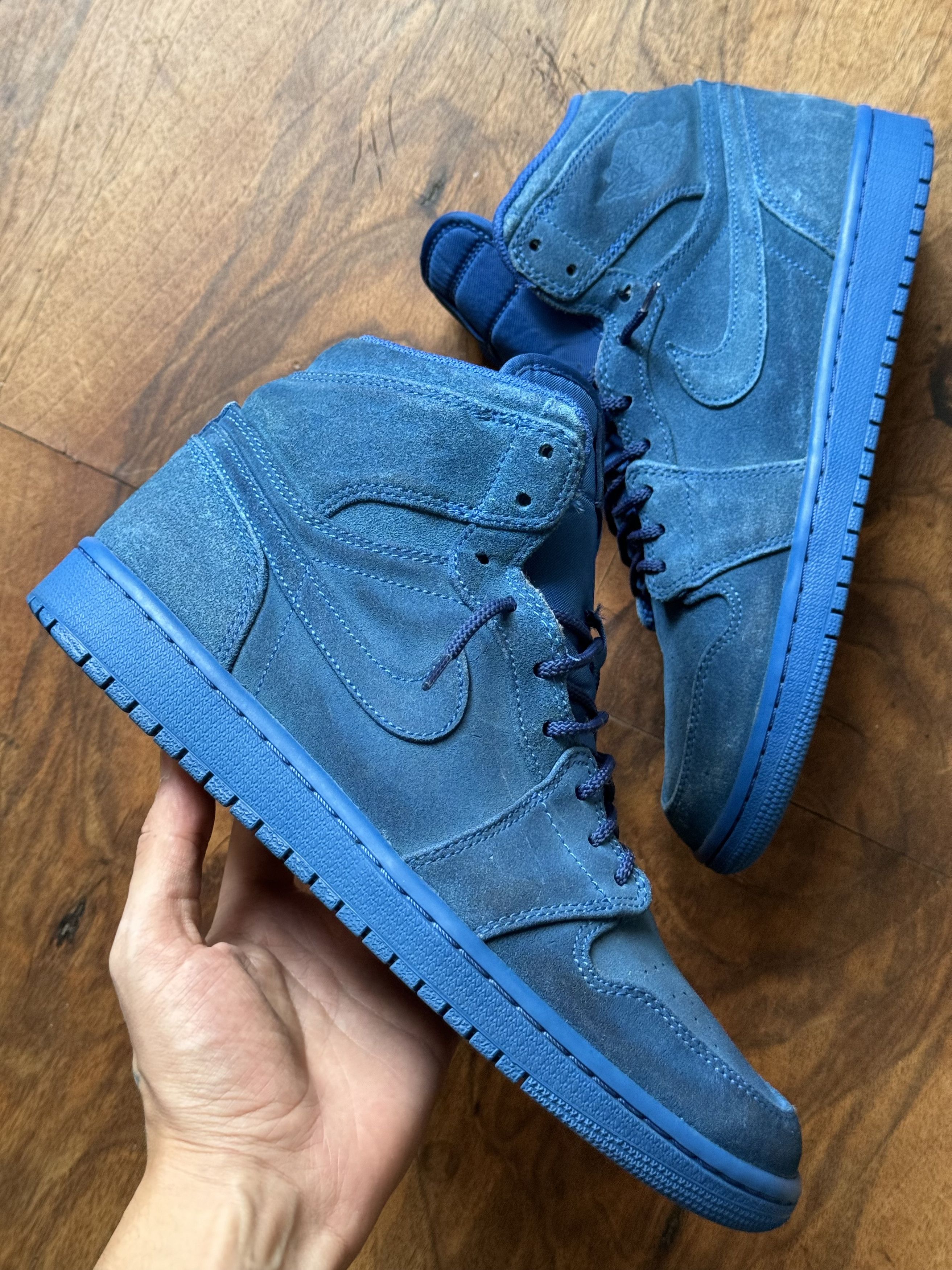 Nike Air Jordan 1 retro high blue suede shoeys y2k sneakers