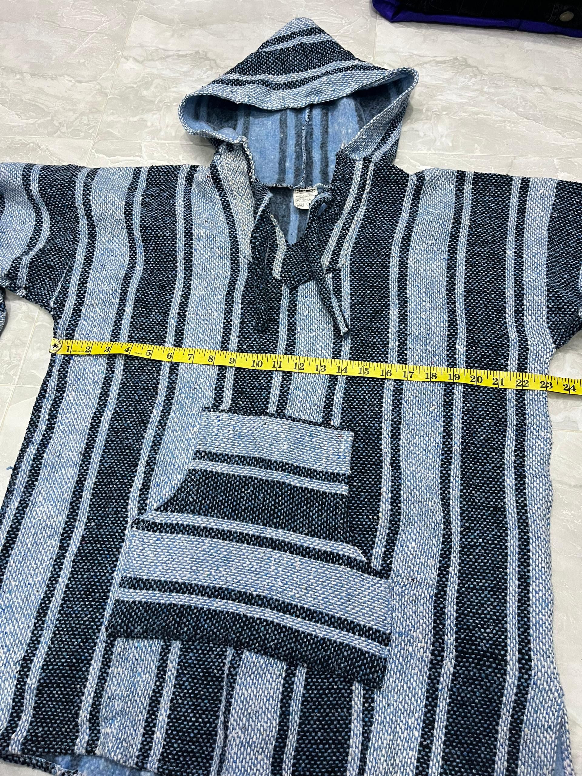 Mexican Threads Vintage Vel-Mex Baja Hoodie Blue Stripe XL Mexico Size US XL / EU 56 / 4 - 9 Thumbnail