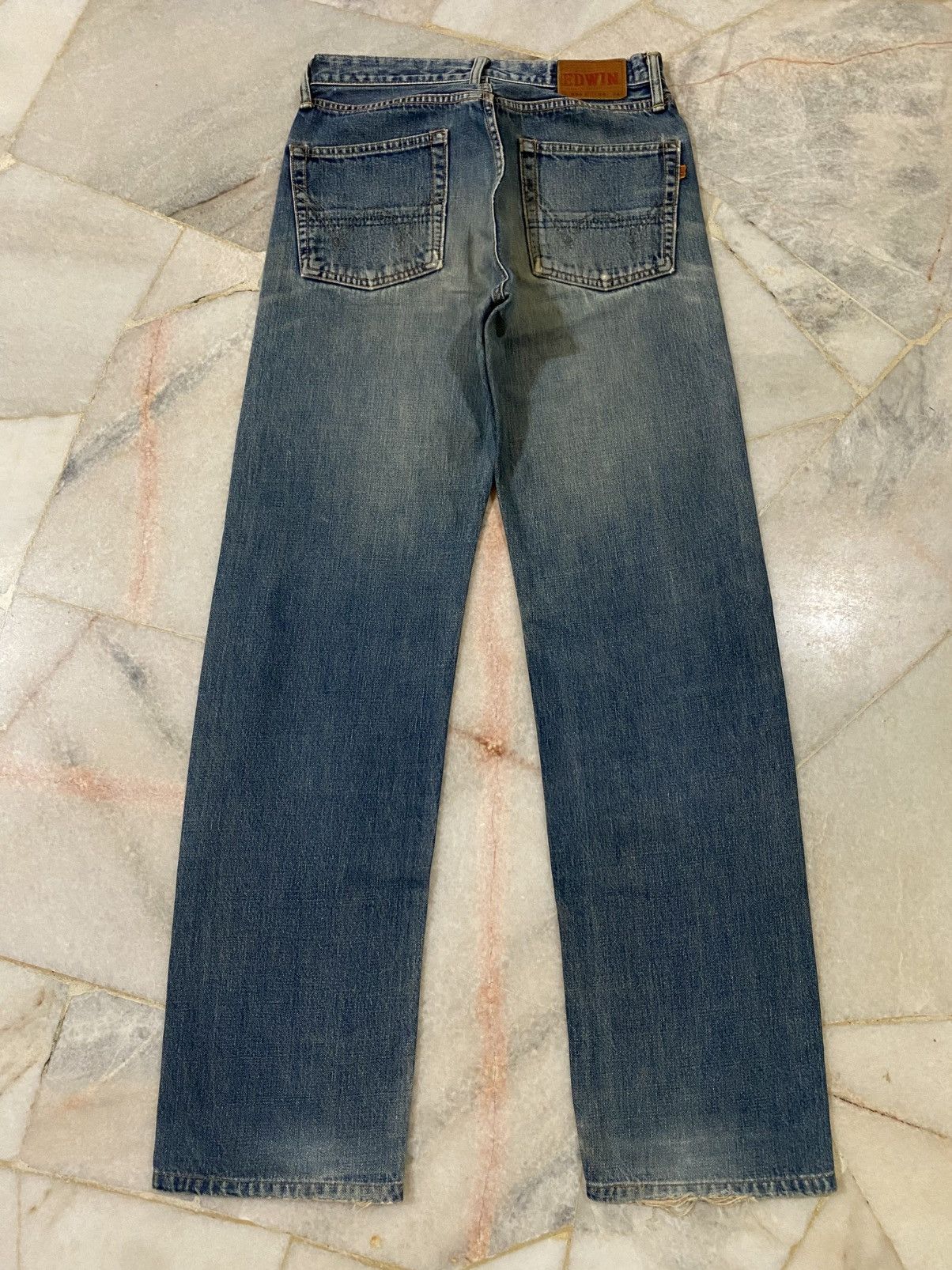 Edwin Vintage Edwin 505x Washed Orange Tab Ripped Selvedge Denim Size US 30 / EU 46 - 13 Thumbnail