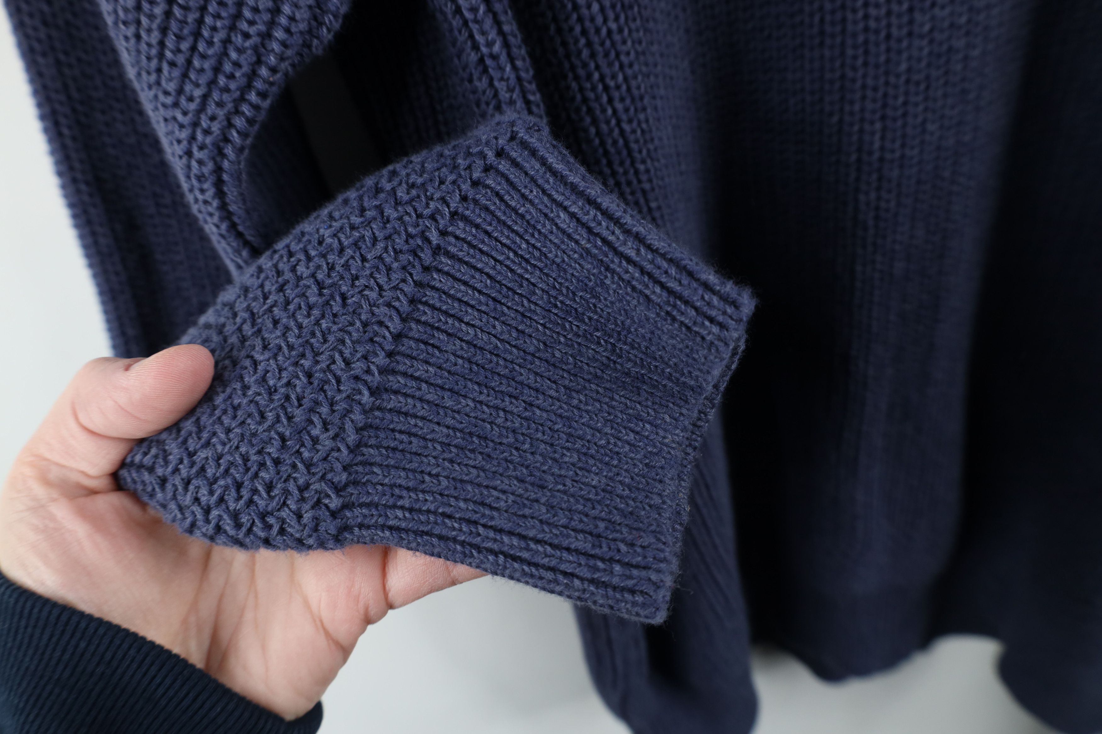 Cabelas × Vintage Vintage Cabelas Blank Cotton Ribbed Knit Henley Sweater Blue Size US L / EU 52-54 / 3 - 8 Thumbnail