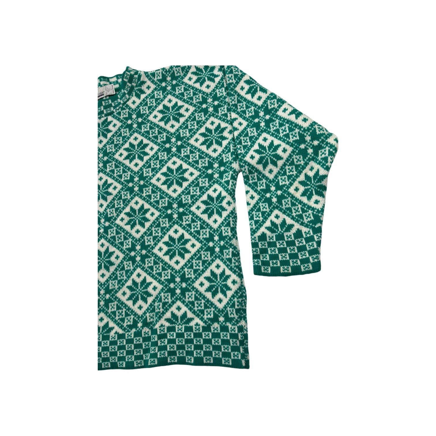 Cabin Creek Vintage Holiday Sweater L Green White Snowflake Pattern Size L / US 10 / IT 46 - 9 Thumbnail