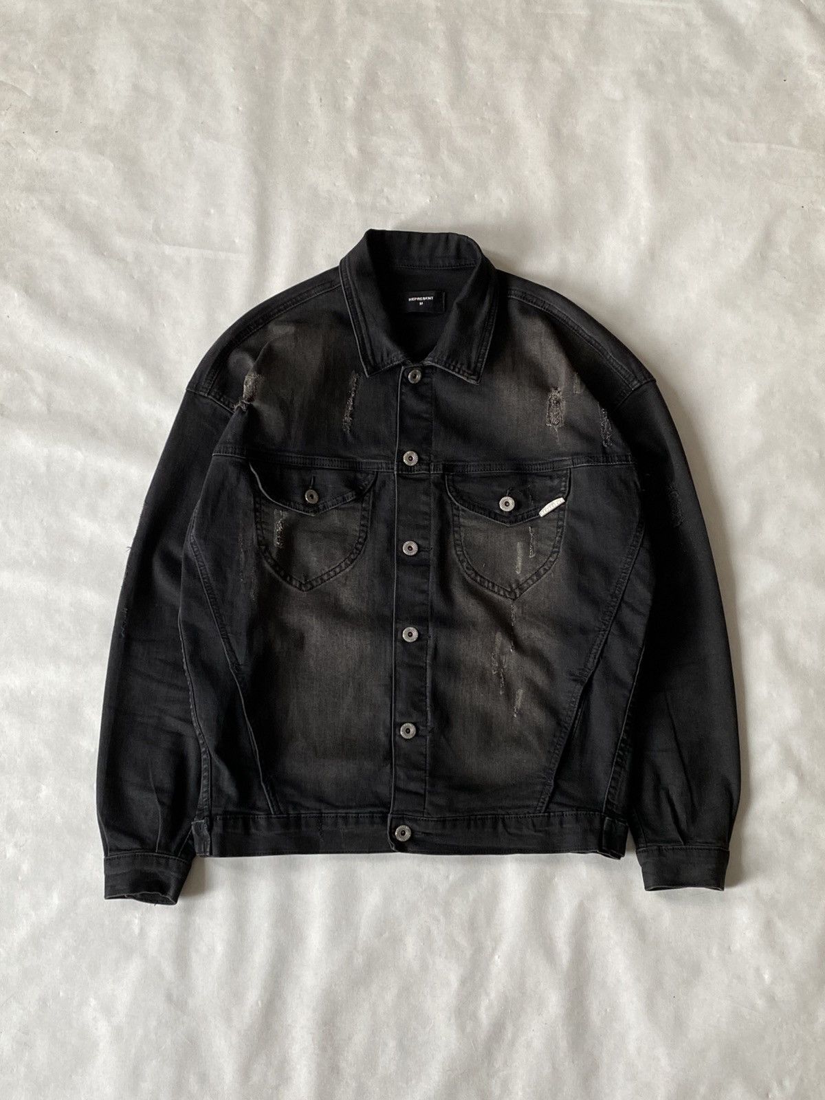 Represent Distressed Destroyed Denim Jeans Jacket