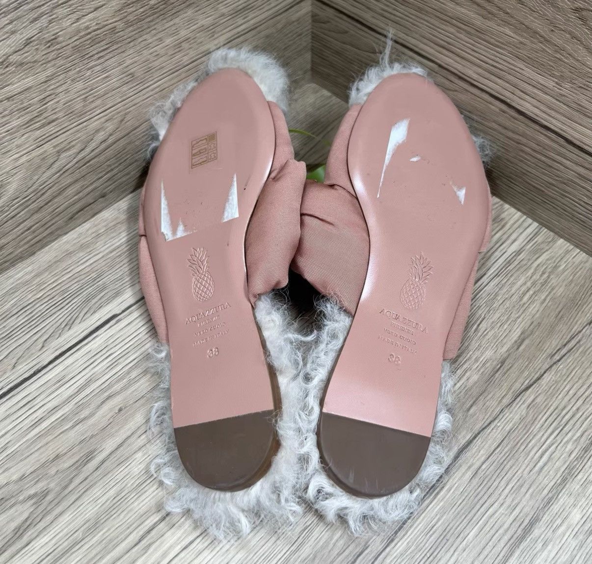 Aquazzura Aquazzura Pink Furry Slippers J41 Size US 8 / IT 38 - 5 Thumbnail