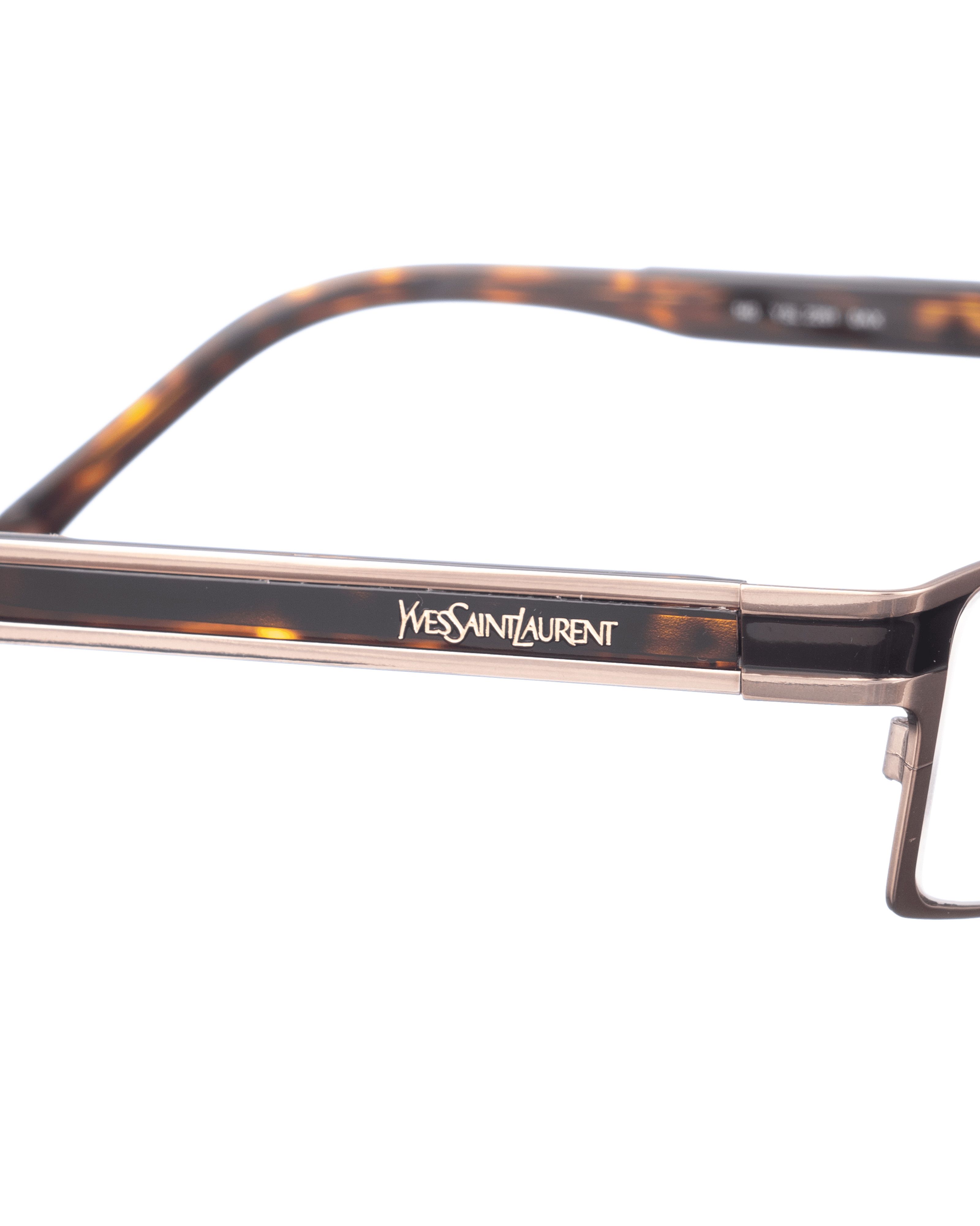 Yves Saint Laurent Yves Saint Laurent 00s Gold and Brown Rectangular Glasses Size ONE SIZE - 1 Thumbnail