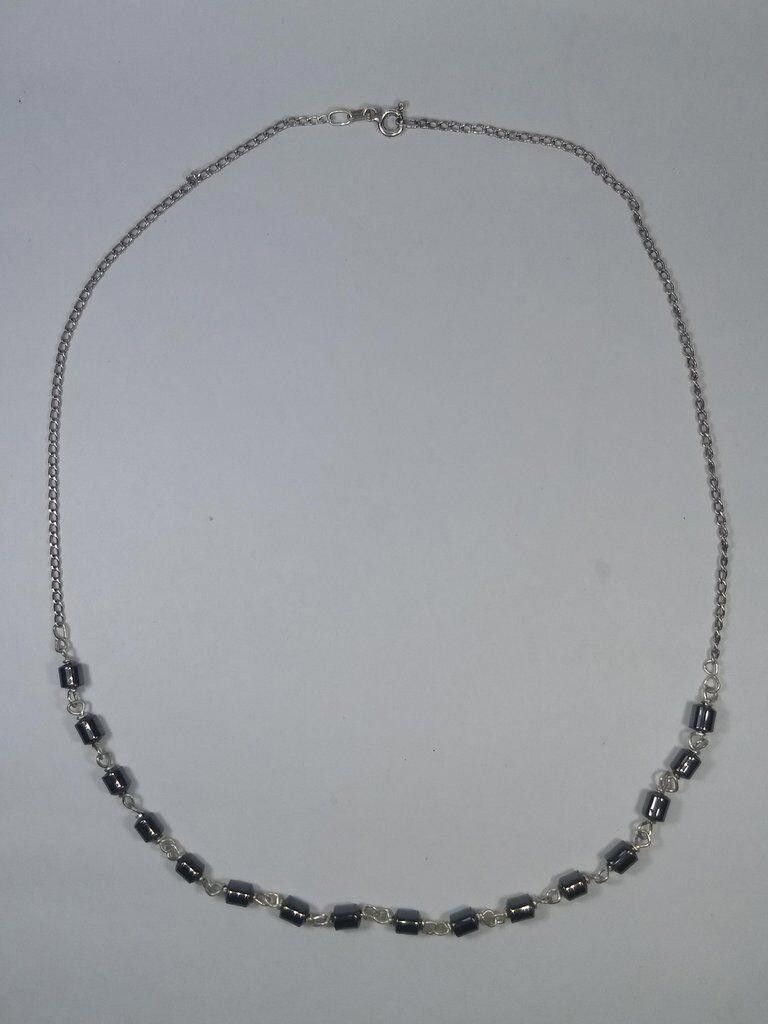 Handmade Mexican Handmade Sterling Silver Hematite Bead Necklace Size ONE SIZE - 3 Thumbnail