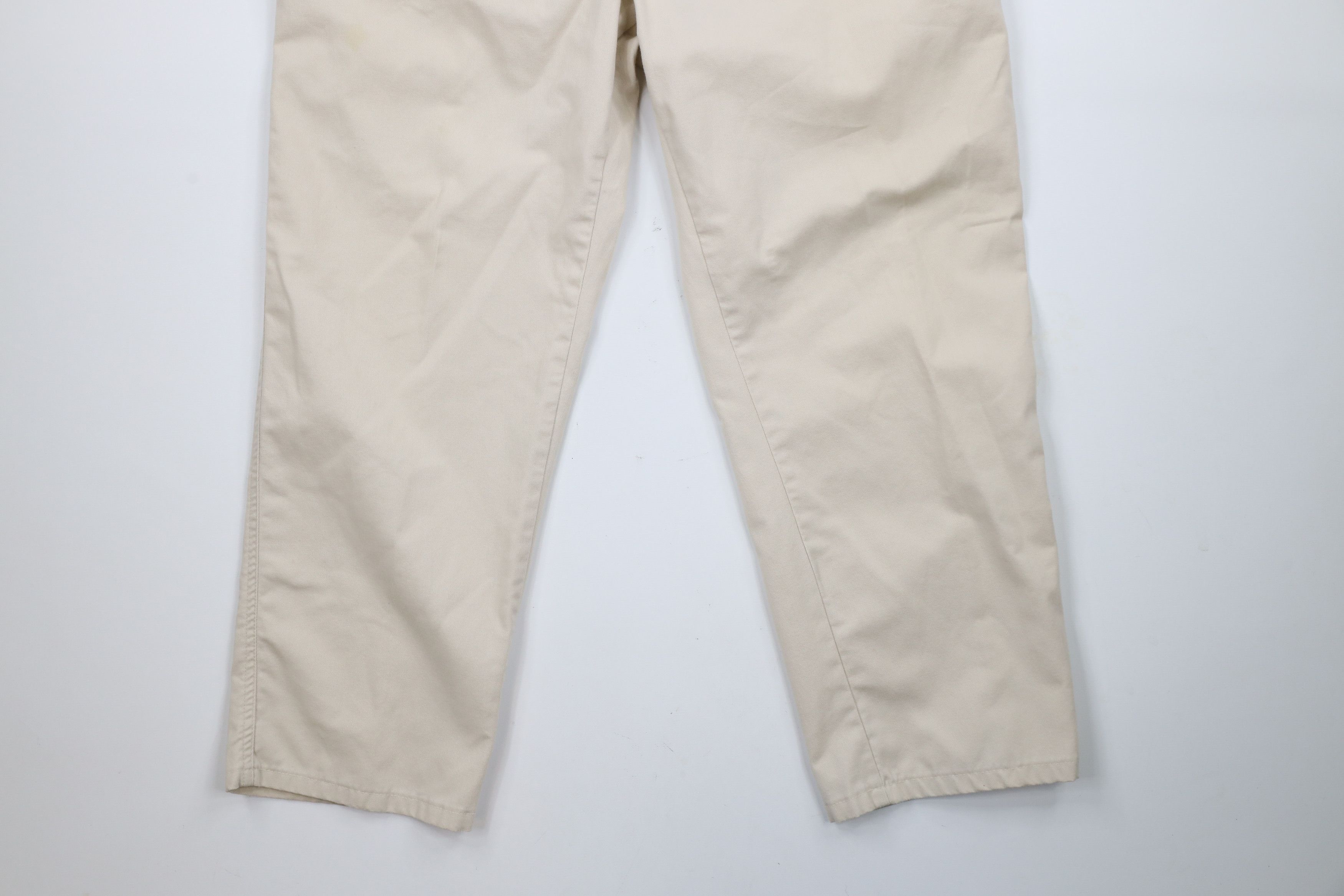 Lands' End × Vintage Vintage 90s Lands End Wide Leg Cotton Twill Pants Beige USA Size US 38 / EU 54 - 4 Thumbnail