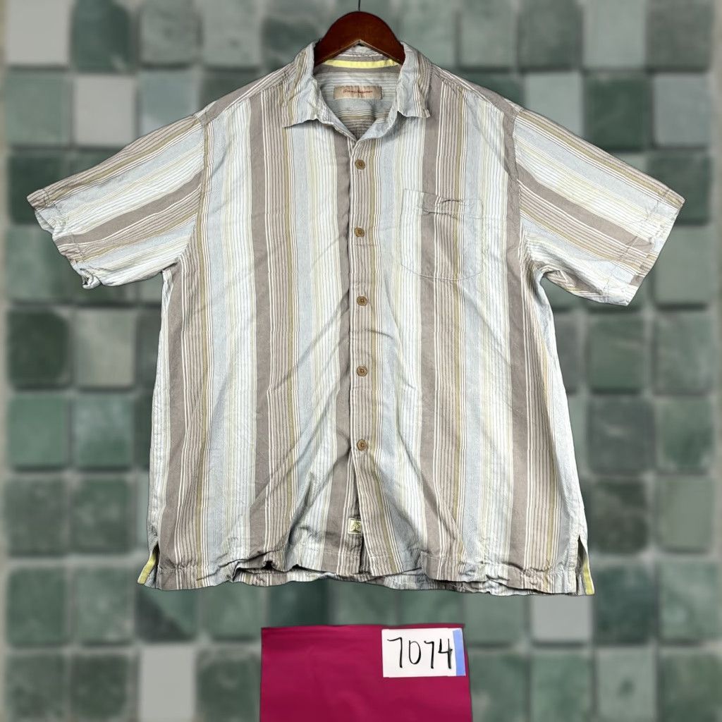 Tommy Bahama Tommy Bahama Silk Blend Shirt Large Colorful Striped Button Up Short Sleeve Mens Size US L / EU 52-54 / 3 - 1 Thumbnail