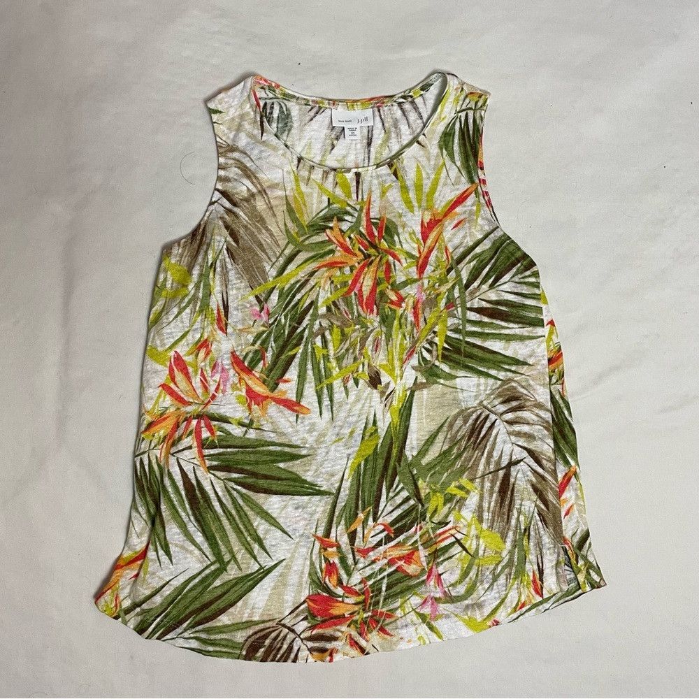 J. Jill J. Jill Love Linen Beige Floral Top Size XS Petite Size XS / US 0-2 / IT 36-38 - 5 Thumbnail