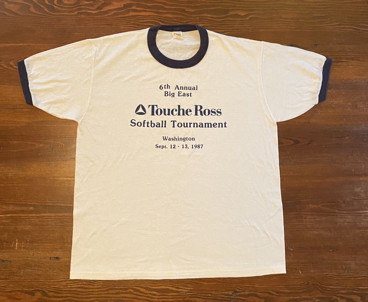 Vintage Vintage 1987 Touche Ross Softball Washington DC Ringer Tee Size US L / EU 52-54 / 3 - 2 Thumbnail