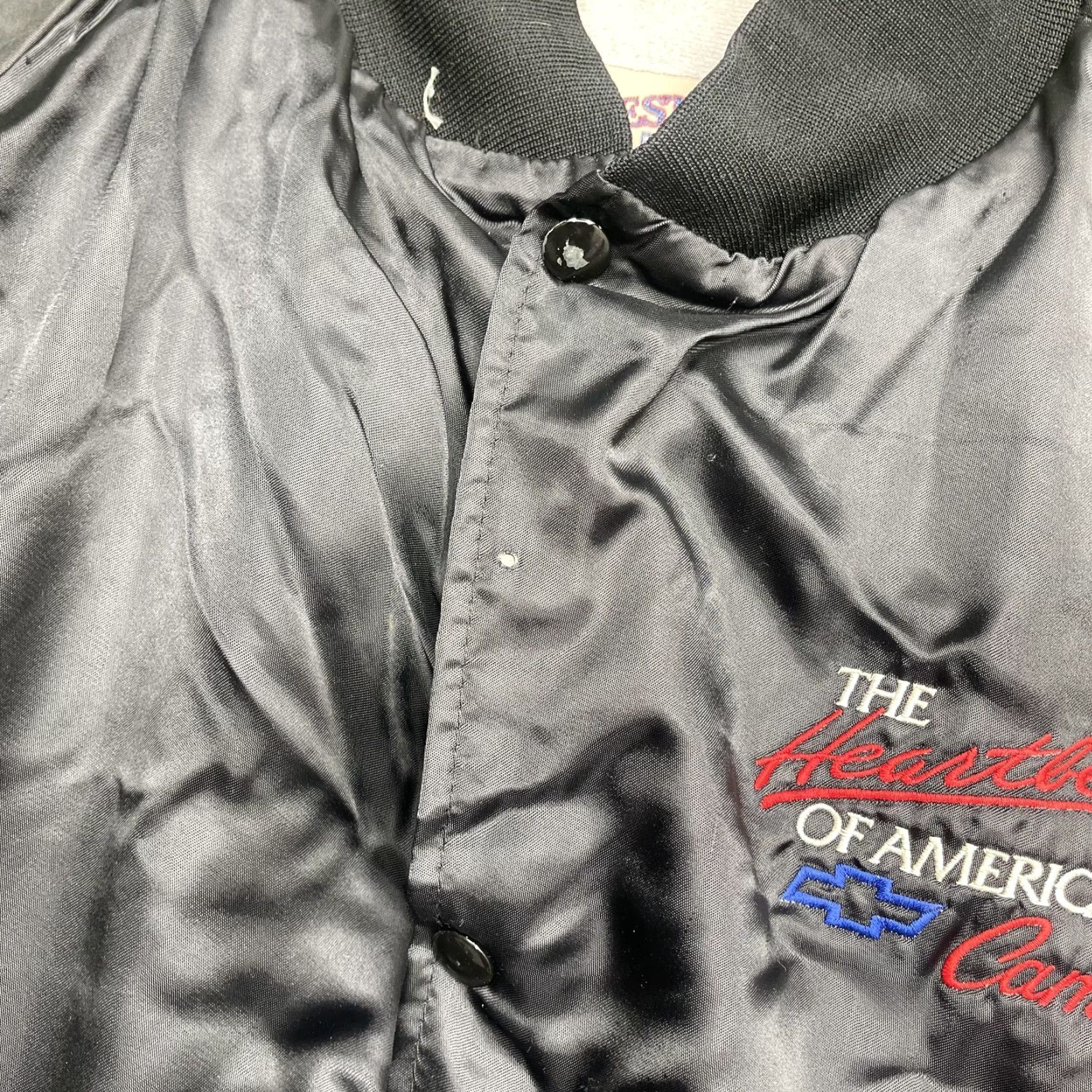 Vintage VINTAGE WestArk USA Chevrolet Camaro Jacket Mens 2XL Black Satin Bomber Heartbeat of America USA Cars 90s Mens Size US XXL / EU 58 / 5 - 5 Thumbnail
