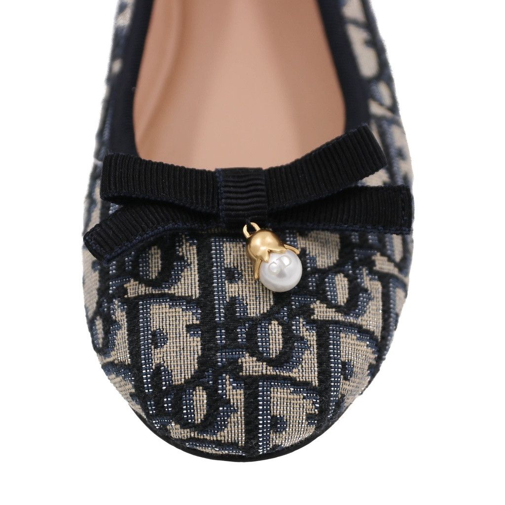 Dior os11x0326 Poeme Ballet Flats in Blue / Beige Size US 7 / IT 37 - 2 Thumbnail