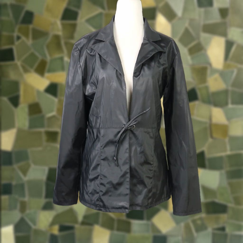 Vintage VINTAGE 90s Rave black faux leather tie front blazer jacket Women's M Size Regular Short Length 90s Theme Casual Party/Cocktail Size M / US 6-8 / IT 42-44 - 1 Thumbnail