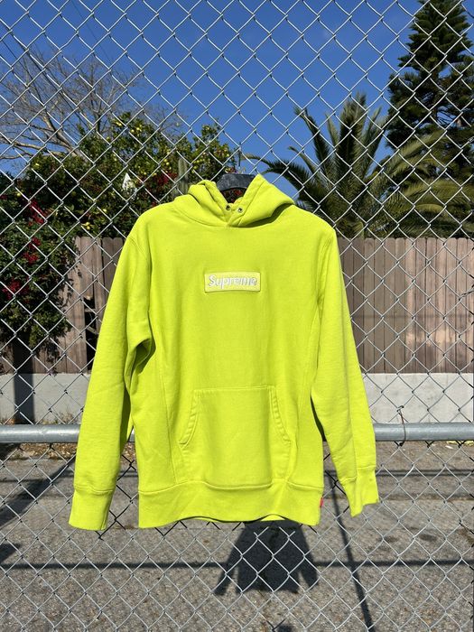 Supreme acid green box best sale logo hoodie