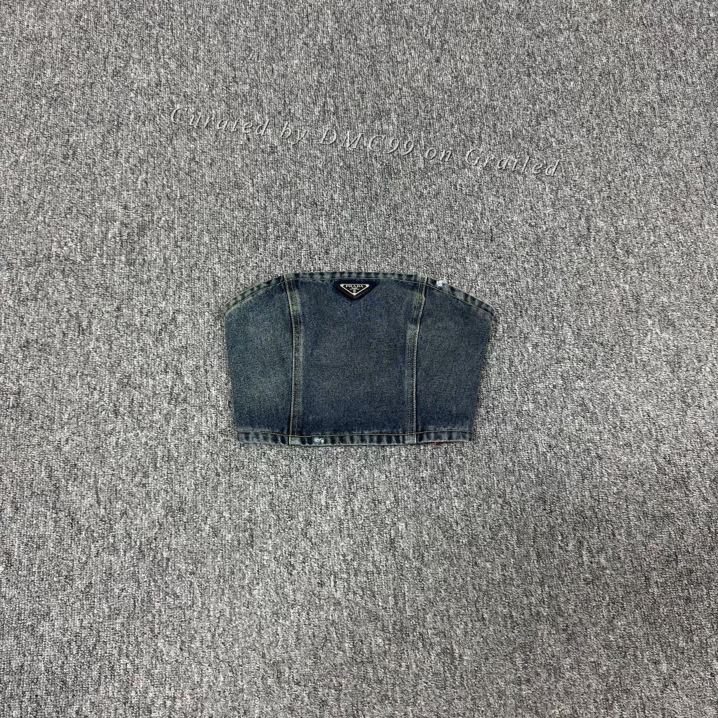 Prada Prada Denim Bustier Vintage Destroy Metal Logo Size XS / US 0-2 / IT 36-38 - 1 Thumbnail