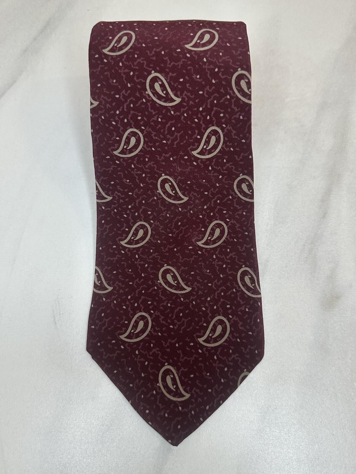 Yves Saint Laurent Vintage YSL burgundy grey 100% silk tie geometric paisley Size ONE SIZE - 1 Thumbnail