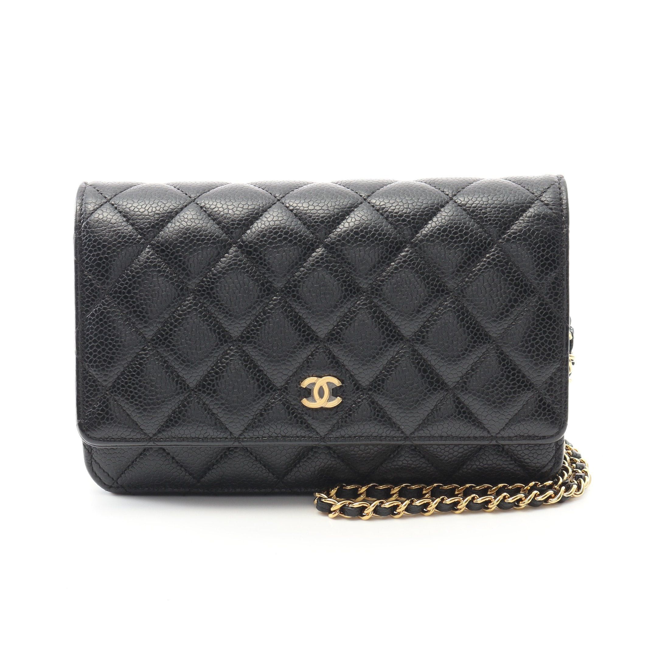 Chanel Chanel Matelasse Chain Wallet Caviar Skin Black Gold Hardware Size ONE SIZE - 1 Thumbnail