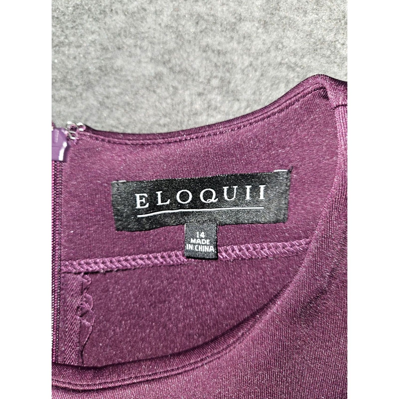 Vintage Eloquii Dress Womens 14 Purple Long Bell Sleeve Sheath Stretch Knit Cocktail Dress Size XL / US 12-14 / IT 48-50 - 2 Thumbnail
