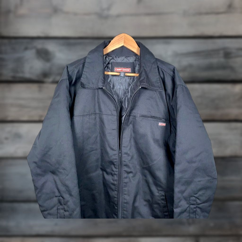 Vintage Craftsman Jacket Adult Large Black Cotton Blend Quilted Lined Zip Up Workwear Size US L / EU 52-54 / 3 - 1 Thumbnail