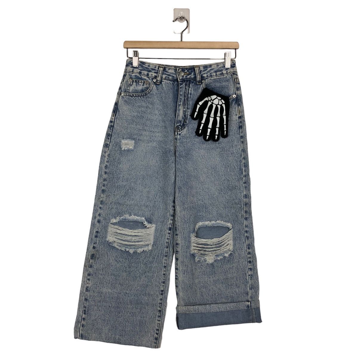 Japanese Brand 🔥VINTAGE CROPPED DENIM JEANS DISTRESSED JAPAN RICK OWENS Size US 26 / EU 42 - 8 Thumbnail