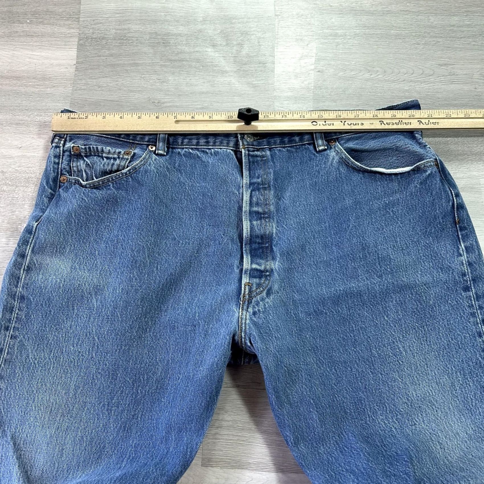 Levi's Levi's 501 Jeans Mens 40x28 Blue Button Fly Straight Cotton Denim Pants Regular Fit Accessories: Pockets Size US 40 / EU 56 - 6 Thumbnail