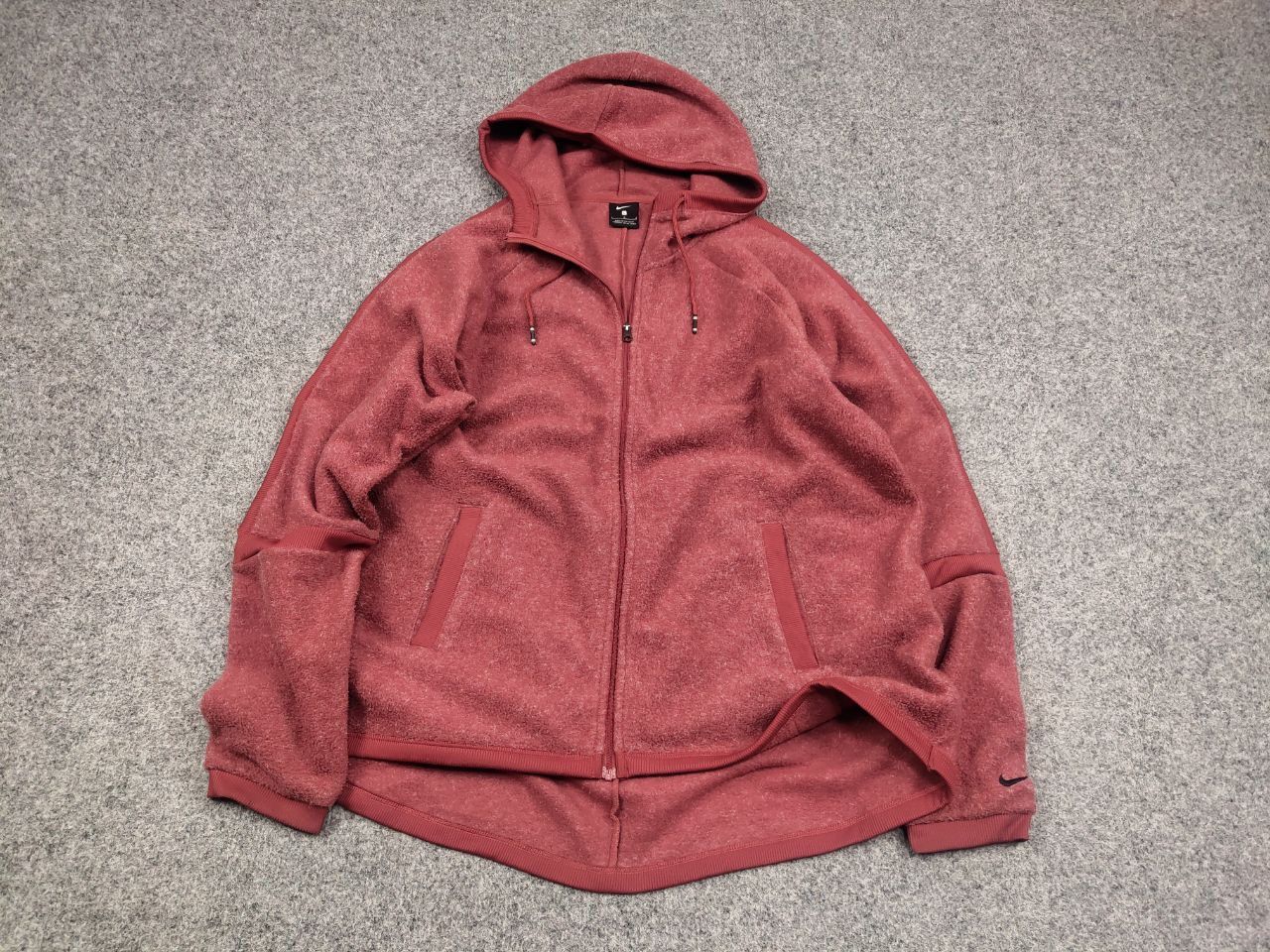 Nike Nike Fleece womens oversized zip-up burgundy Hoodie Size L / US 10 / IT 46 - 3 Thumbnail