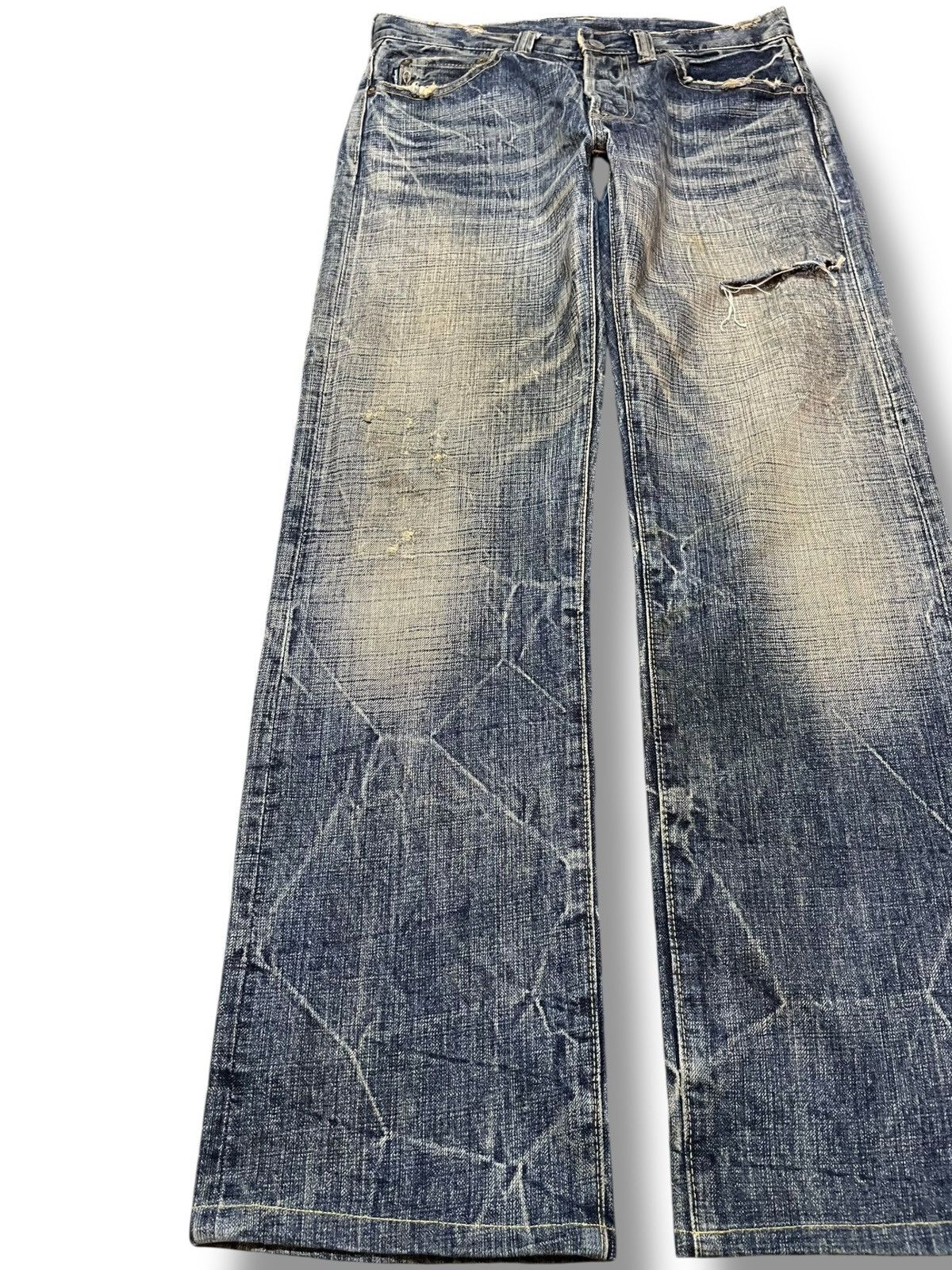 POST ARCHIVE FACTION (PAF) Vintage Eternal Mudwash Honeycomb Distressed Denim Size US 30 / EU 46 - 4 Thumbnail