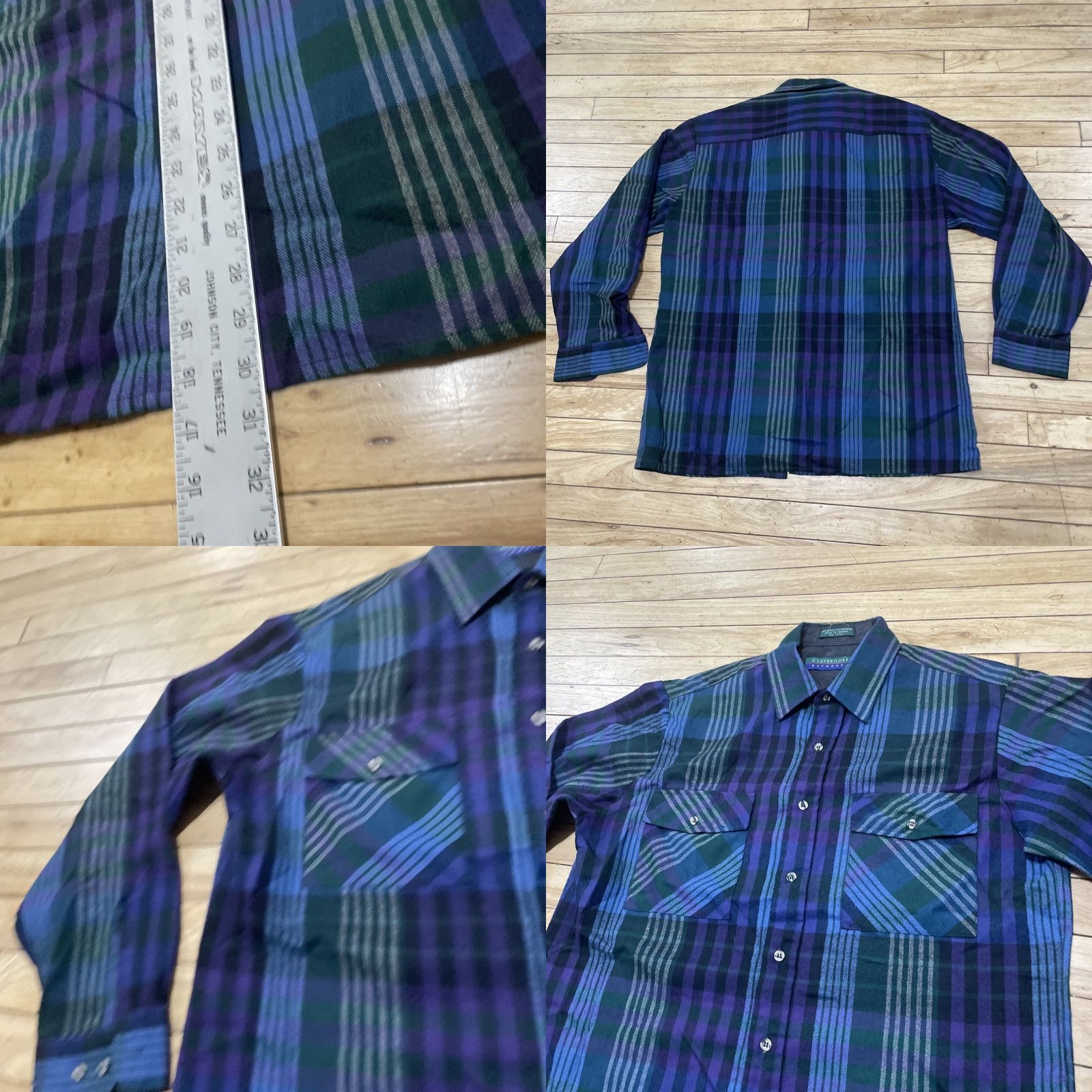 Vintage VINTAGE Claybrooke Outdoors Flannel Shirt Men 16-16.5 Purple Green Plaid 80s 90s Cotton Acrylic Button-Up Casual Workwear Fall Winter Spring Size US L / EU 52-54 / 3 - 9 Thumbnail