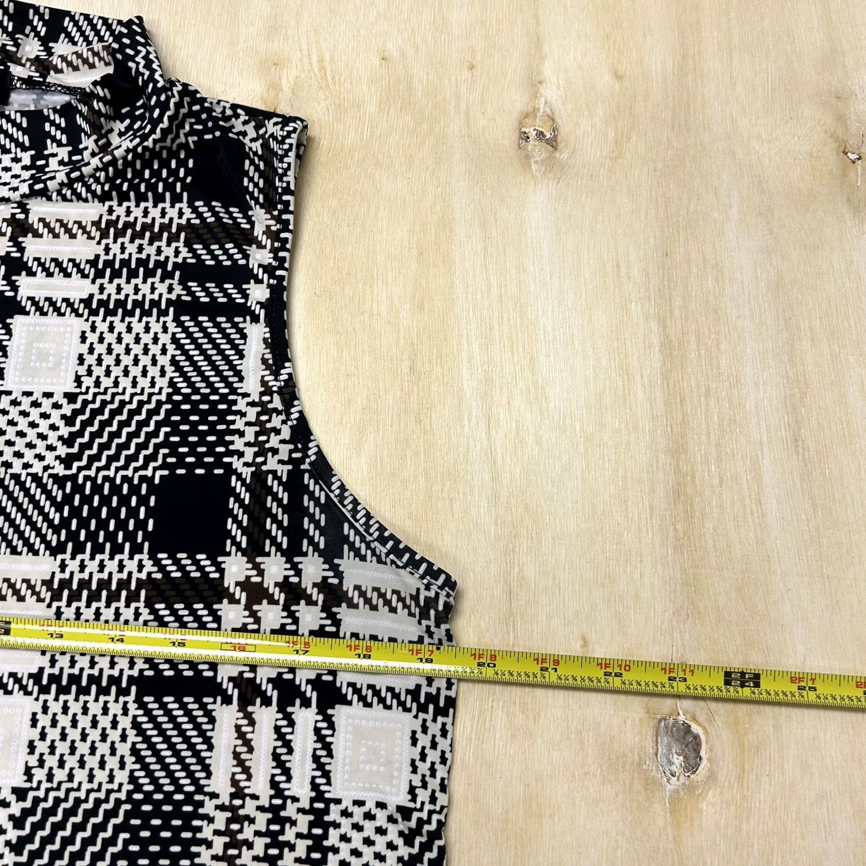 Vintage Y2K Espresso Tank Top Womens Large Black Plaid High Neck Sleeveless Stretch Size L / US 10 / IT 46 - 5 Thumbnail