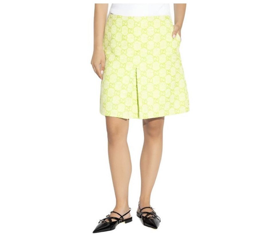 Gucci Gucci GG Boucle Cotton Blend Skirt Lime Green size IT 42 Size M / US 6-8 / IT 42-44 - 3 Thumbnail