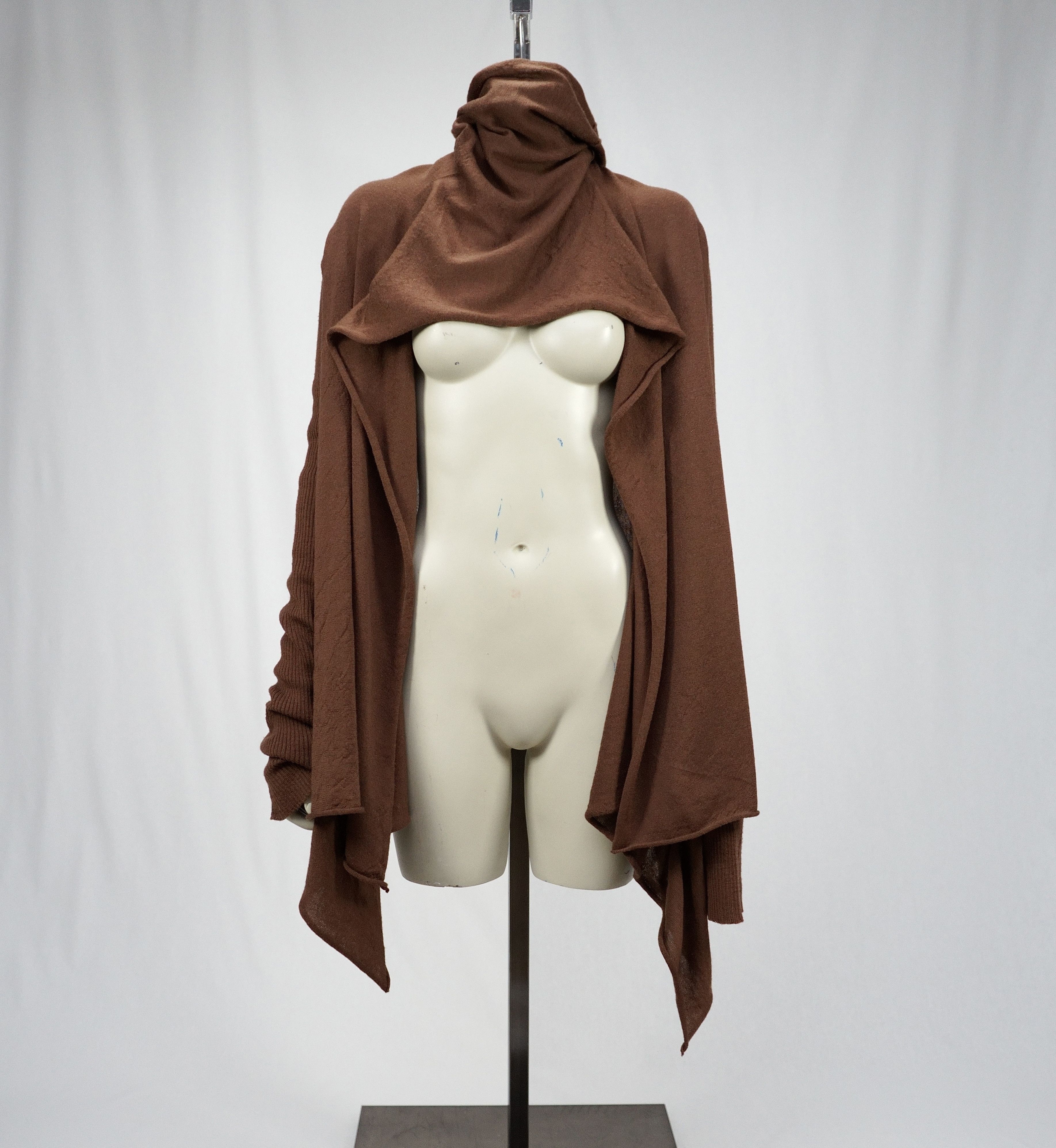 image of Rick Owens F/w 2007 Exploder Turtleneck Cardigan in Brown, Men's (Size Medium)