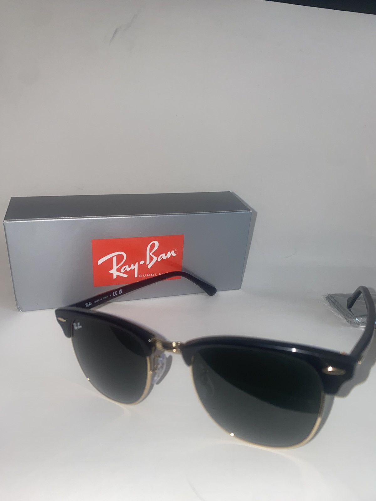 image of Rayban Clubmaster Gold Finish Frame Sunglasses () in Black, Men's