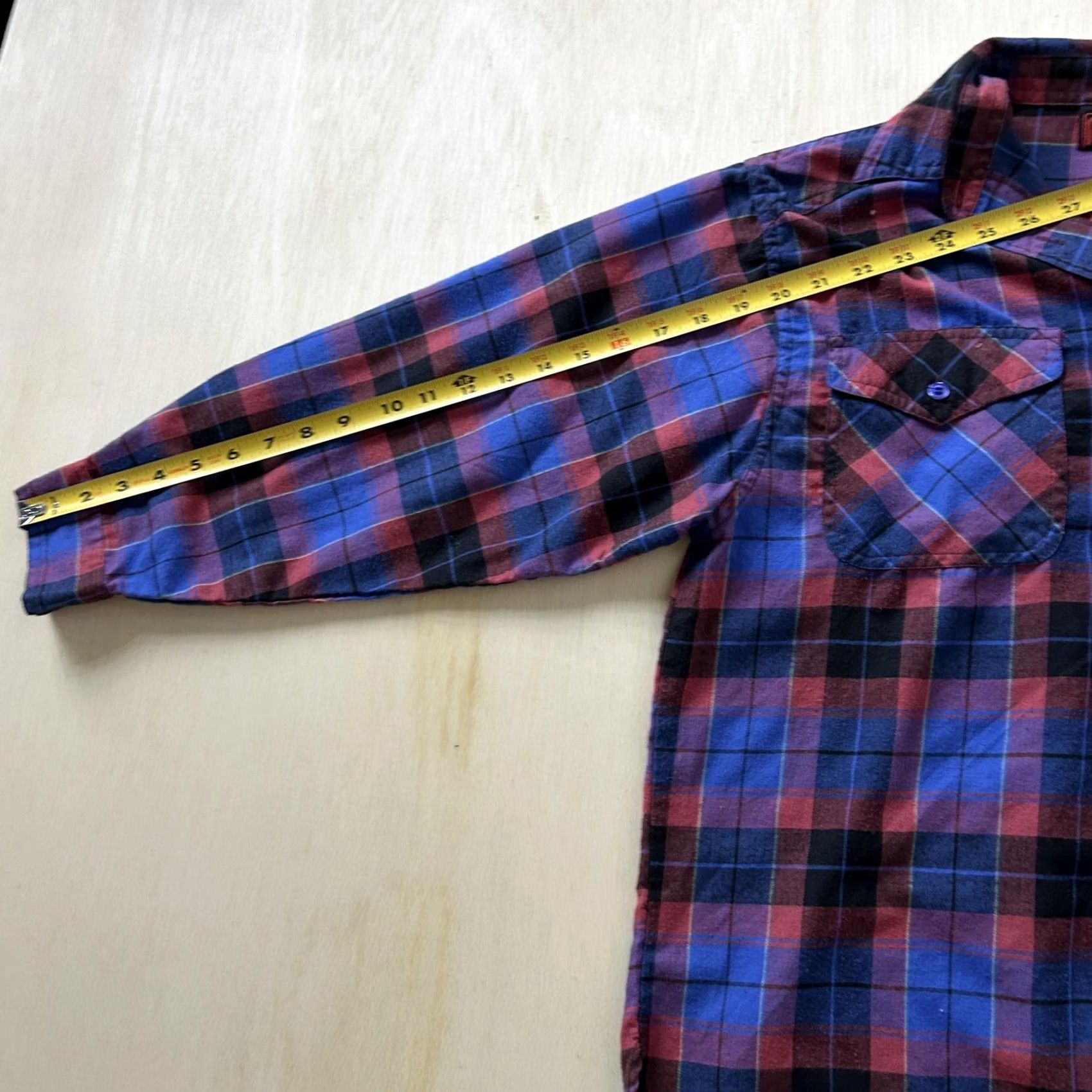 Express VINTAGE Air Express Shirt Womens 12 Red Blue Plaid Flannel Long Sleeve Button Up Size XL / US 12-14 / IT 48-50 - 5 Thumbnail