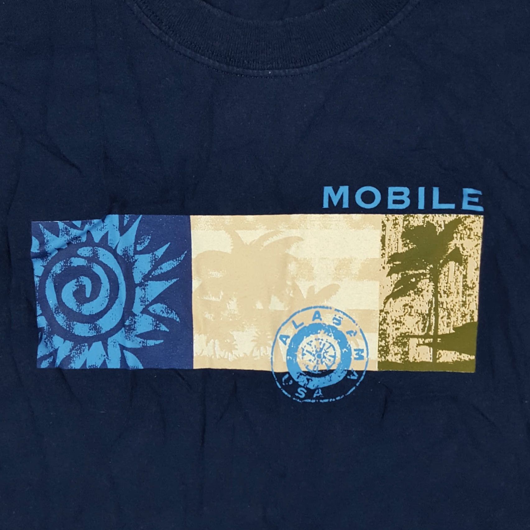 Gildan VINTAGE Mobile Alabama Art Nature Tee Mens Size L Navy Blue Retro Travel Shirt Size US L / EU 52-54 / 3 - 3 Thumbnail