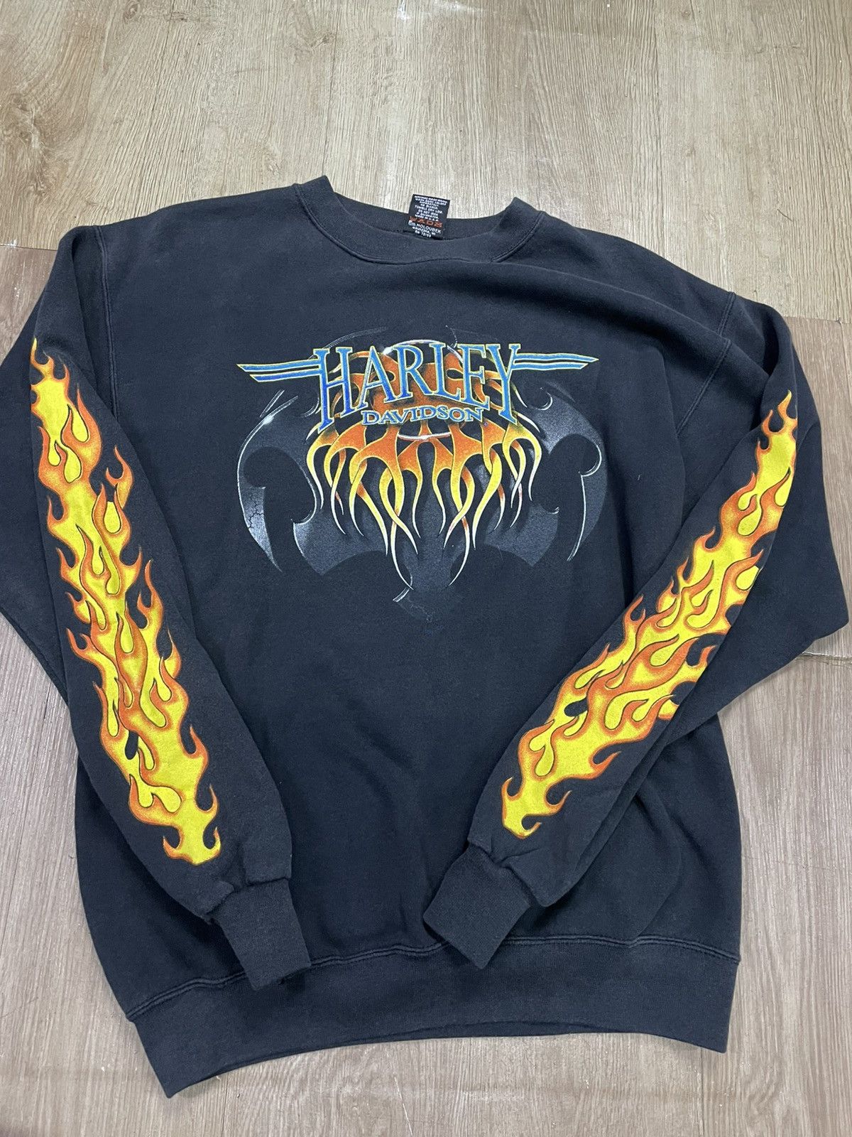 Vintage Harley Davidson flame spell out sweatshirt