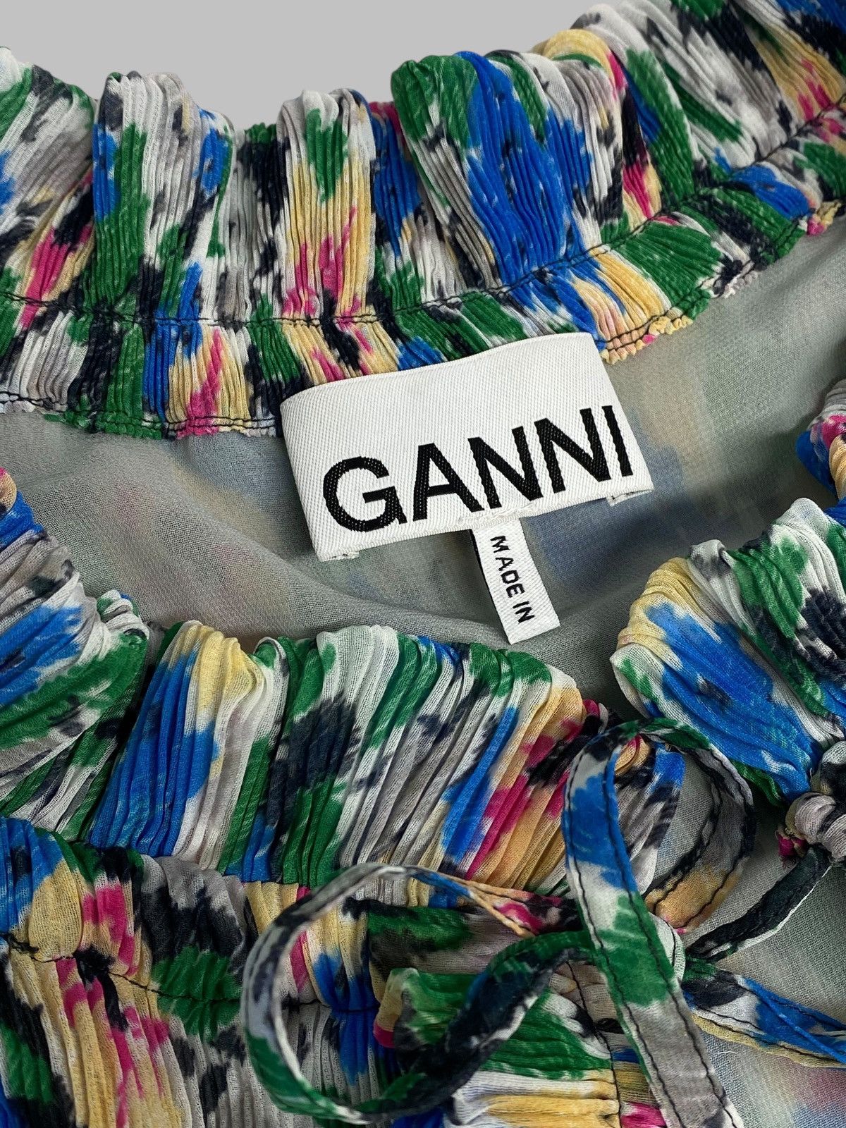 Ganni 🔥 GANNI FLORAL BLOUSE RIBBED BREATHABLE Y2K PARIS AESTHETIC Size XS / US 0-2 / IT 36-38 - 15 Thumbnail