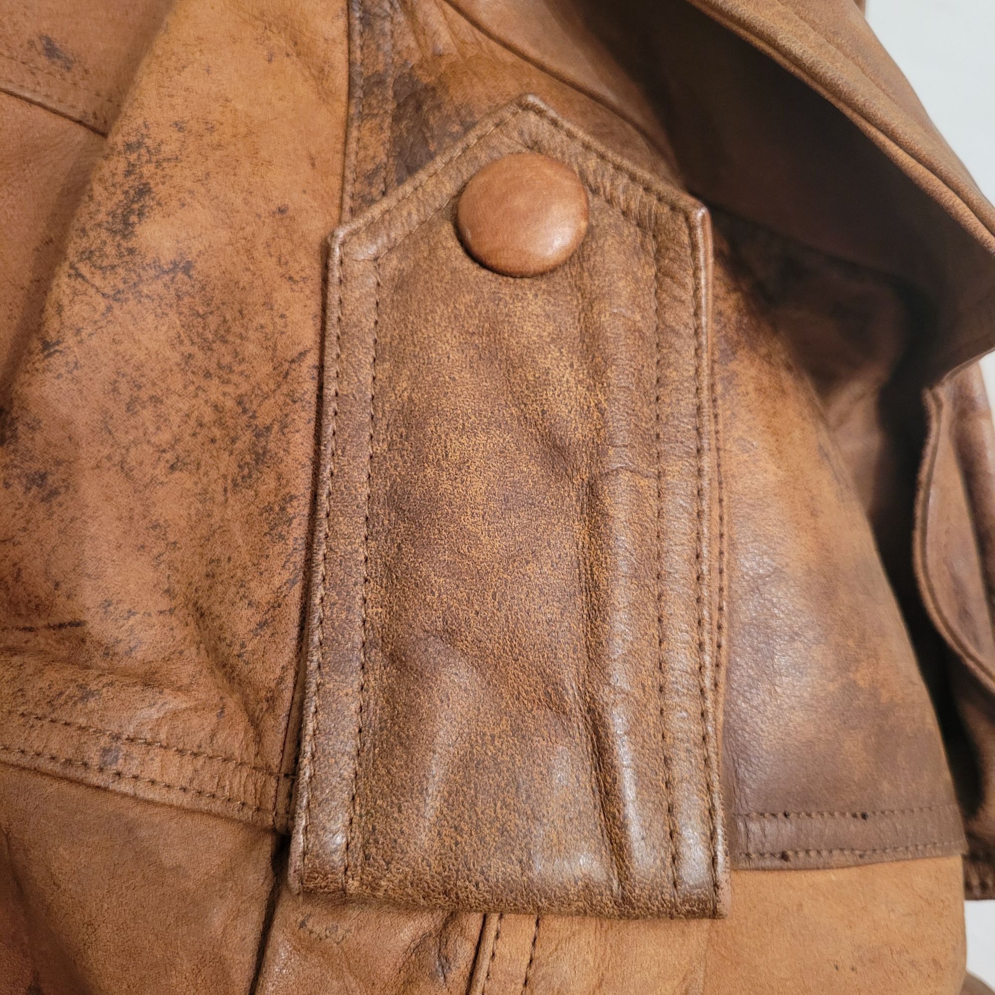 Vintage Vintage Whipp Leather Belted Jacket M Brown Distressed Bombe Size M / US 6-8 / IT 42-44 - 8 Thumbnail
