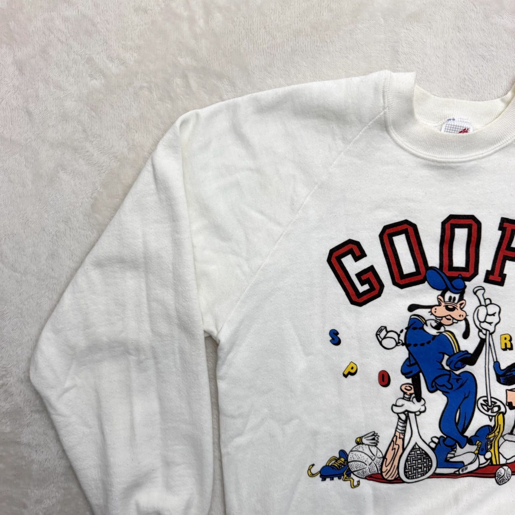 Jerzees VINTAGE Disney Goofy Sports Jerzees Sweatshirt Mens Large White Graphic Print Fleece USA Size US L / EU 52-54 / 3 - 7 Thumbnail