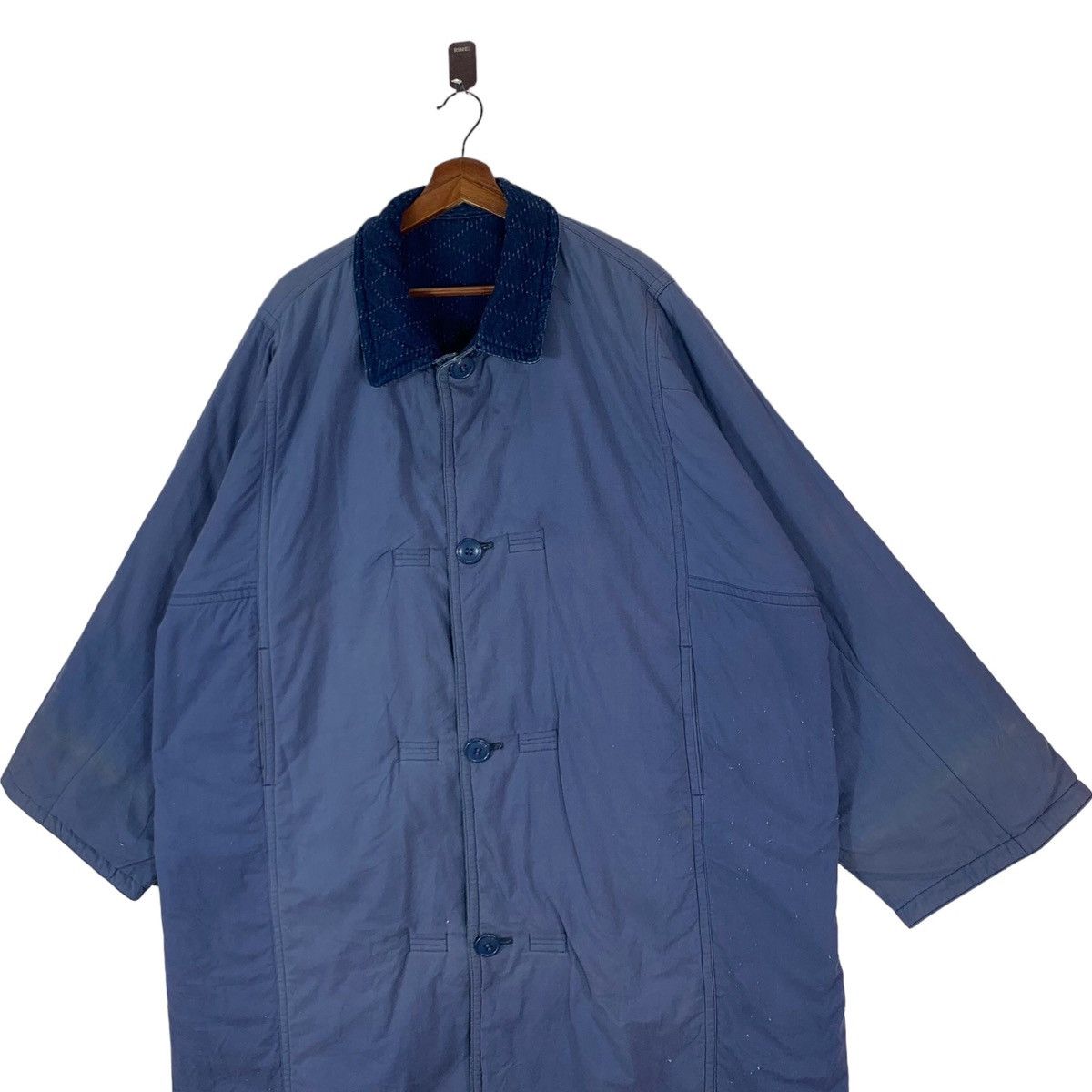 Issey Miyake VINTAGE 80s ISSEY MIYAKE IS LABEL INDIGO DENIM BORO JACKET Size US XL / EU 56 / 4 - 13 Thumbnail