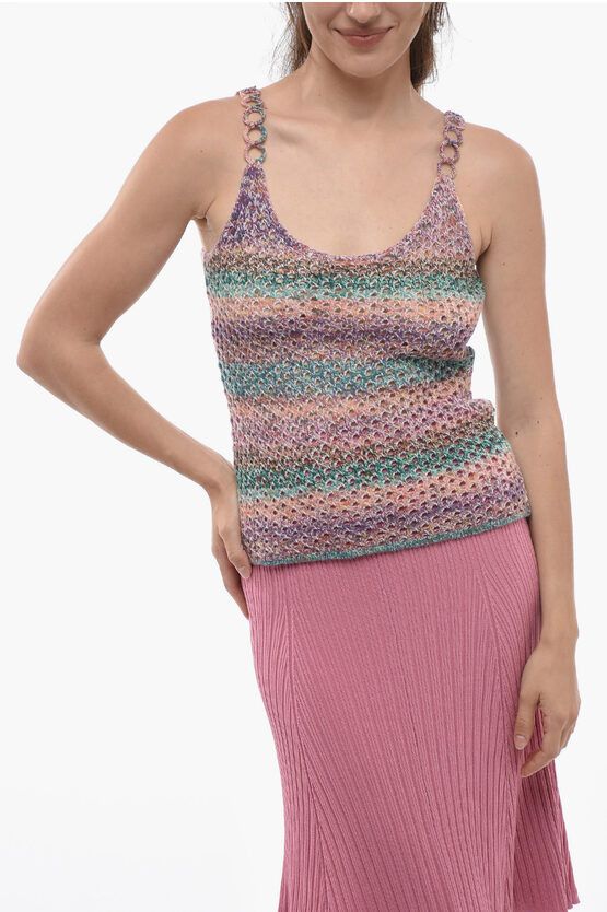 image of Chloe Crochet Wool Tank Top in Pink, Women's (Size Medium)