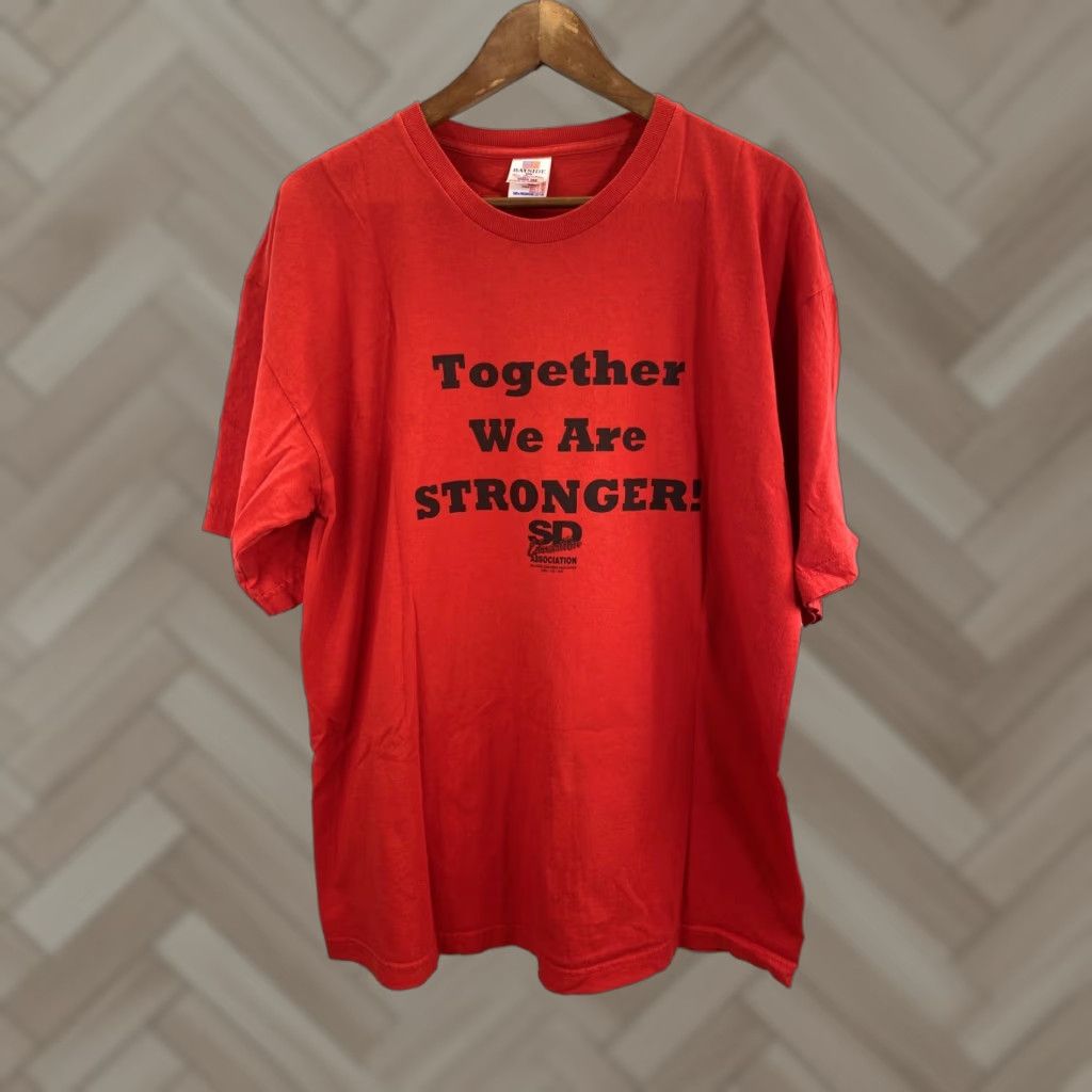 Vintage Bayside T Shirt Red Short Sleeve XL Men Logo Crew Neck 1735 Union Teacher Bestsellers BaySide Together We Are Stronger T-Shirt Size US XL / EU 56 / 4 - 1 Thumbnail