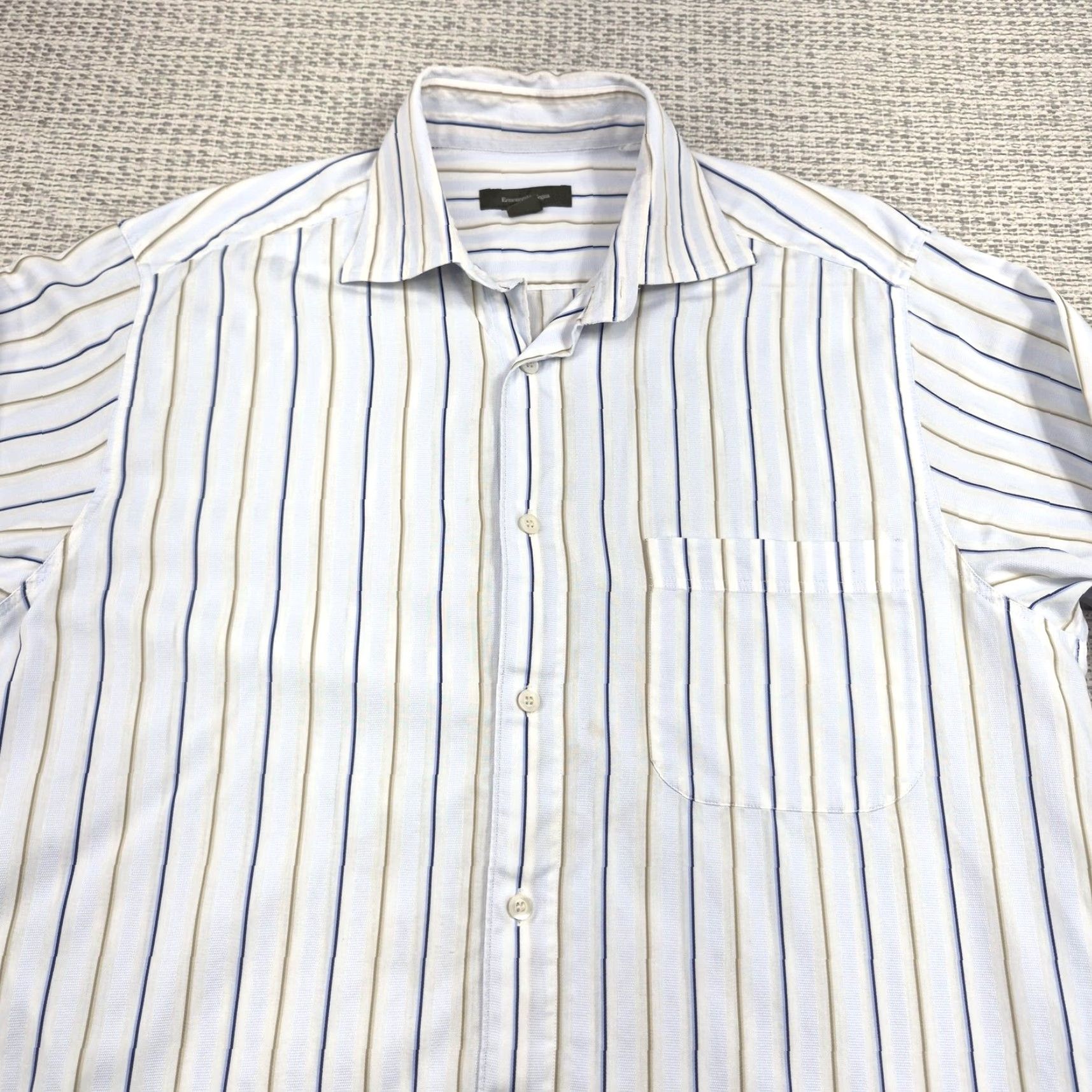 Ermenegildo Zegna Ermenegildo Zegna Button Up Shirt Mens Large White Stripe Long Sleeve Dress Shirt Size 42R - 4 Thumbnail