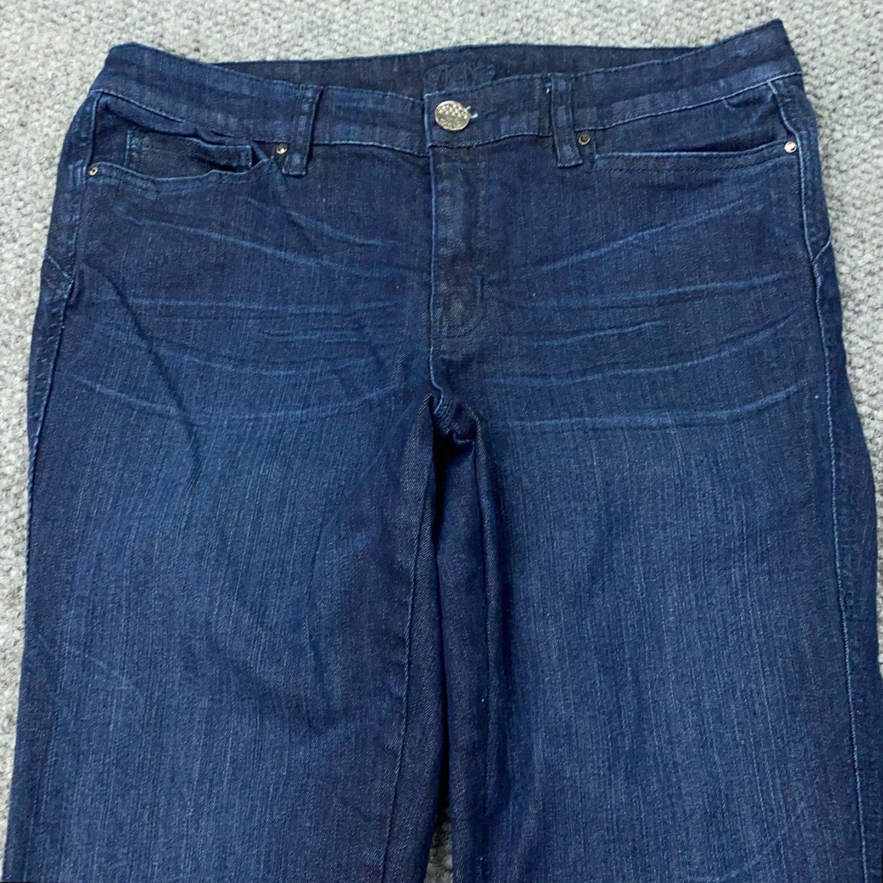 Vintage Caché Jeans Womens Size 10 Blue Stretch Mid Rise Jeans - Cotton Polyester Spandex Rayon Denim Straight Modern Rise 8.5-10.5 In Inseam 28.5 in Regular Size 32" / US 10 / IT 46 - 2 Thumbnail