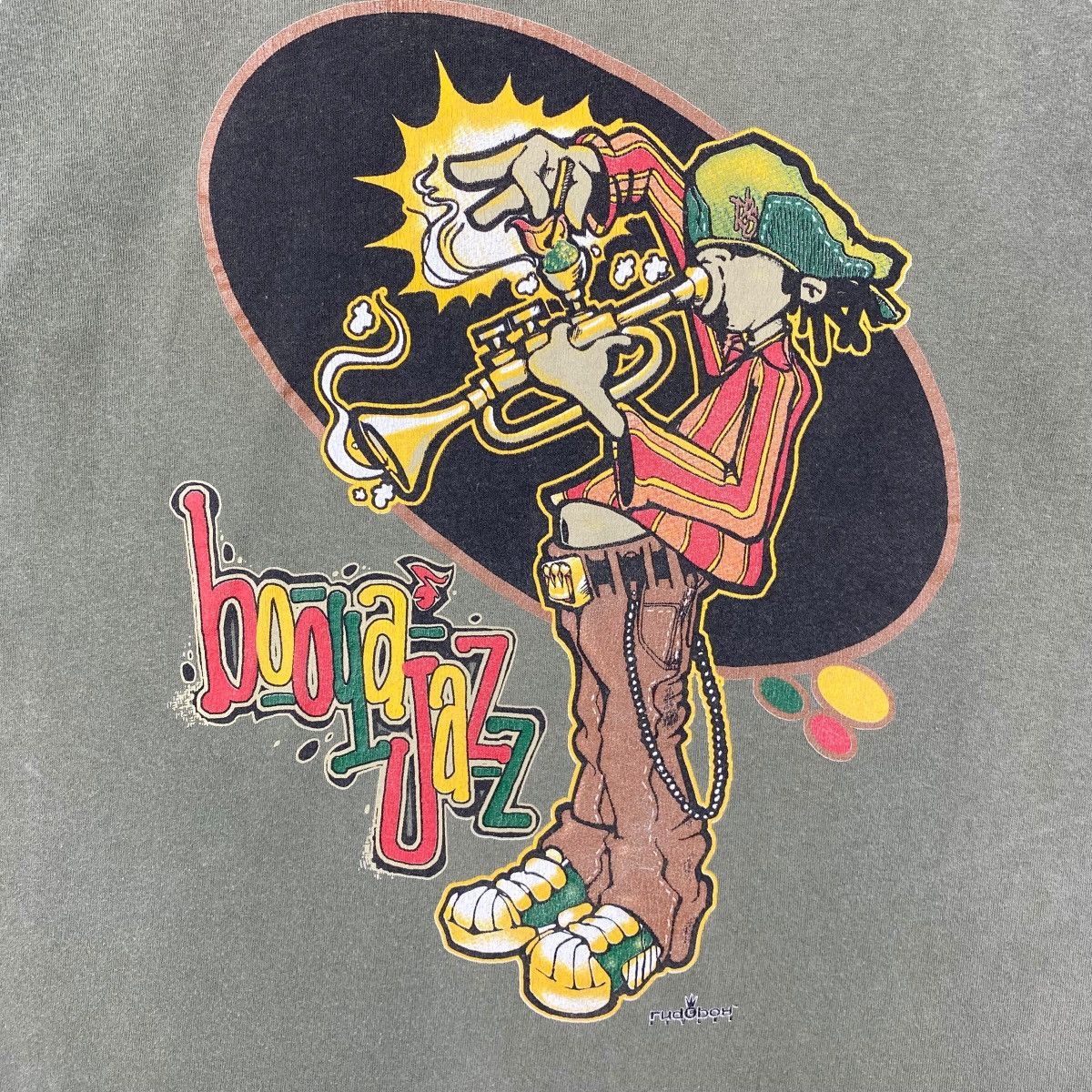 Vintage Vintage 90's RUDEBOY STYLEE Booya Jazz Sun Faded Tee Shirt Size US L / EU 52-54 / 3 - 2 Thumbnail