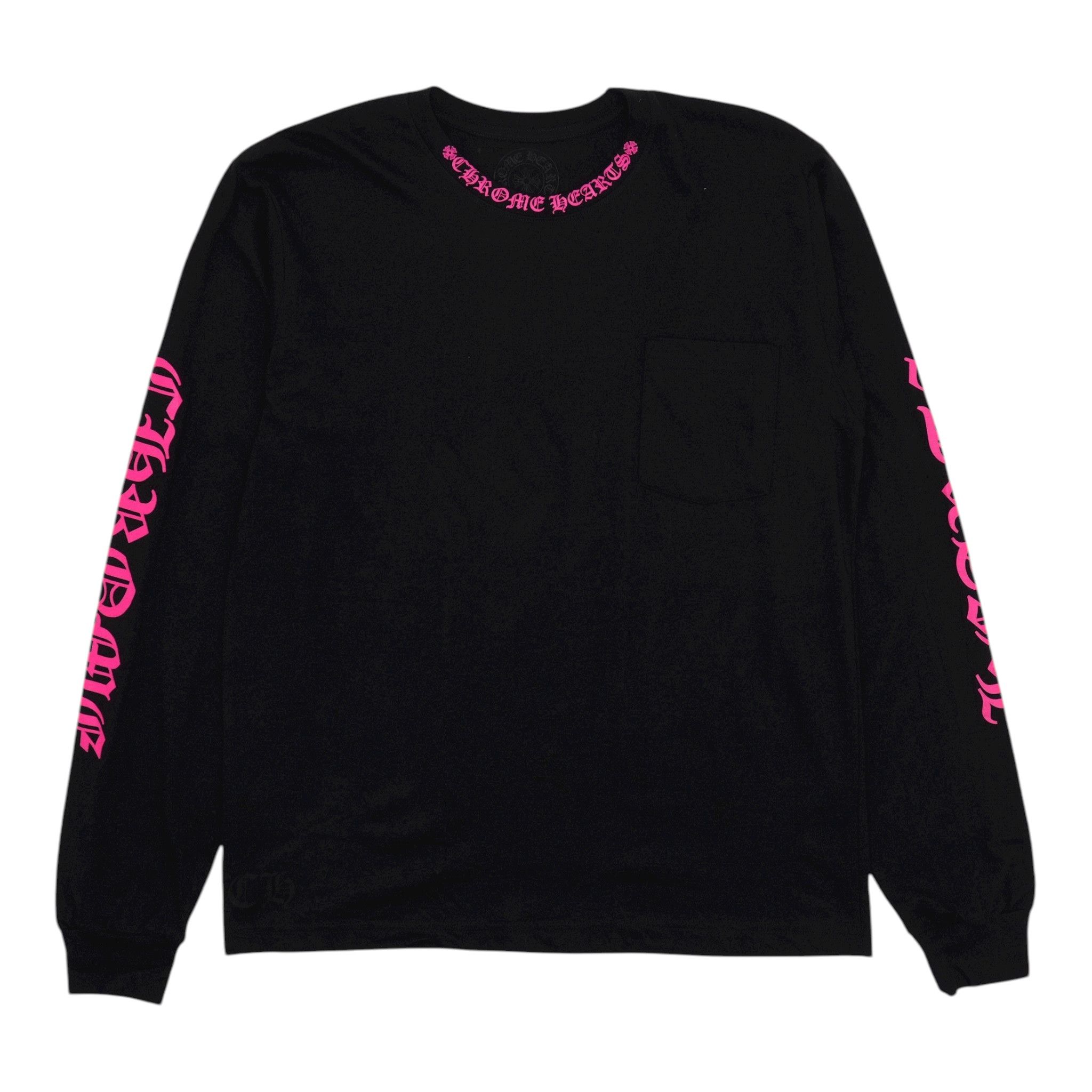 Chrome Hearts Neck Logo Pocket Long Sleeve Tee Shirt Black Pink Size US XXL / EU 58 / 5 - 1 Thumbnail